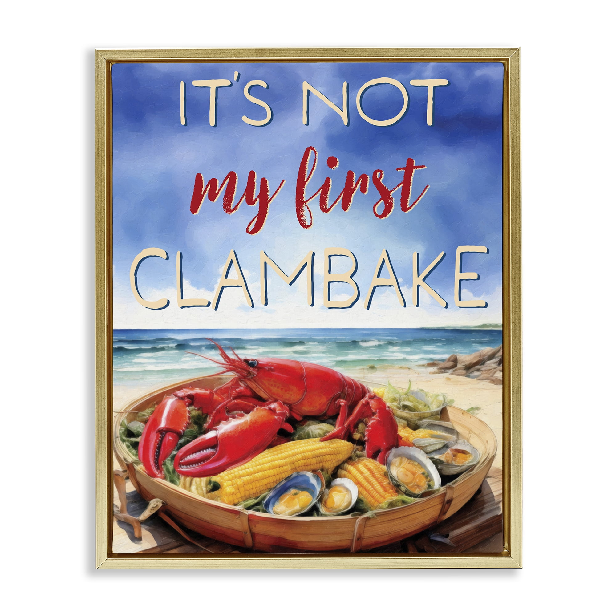 Stupell Industries Not My First Clambake Gold Framed Floater Canvas Wall Art, design by Grotto Studios