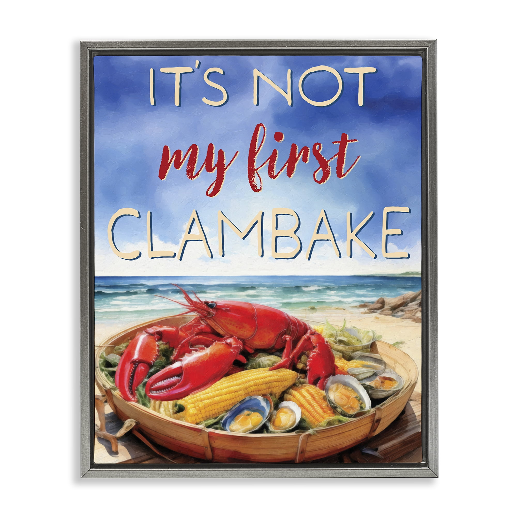 Stupell Industries Not My First Clambake Gray Framed Floater Canvas Wall Art, design by Grotto Studios