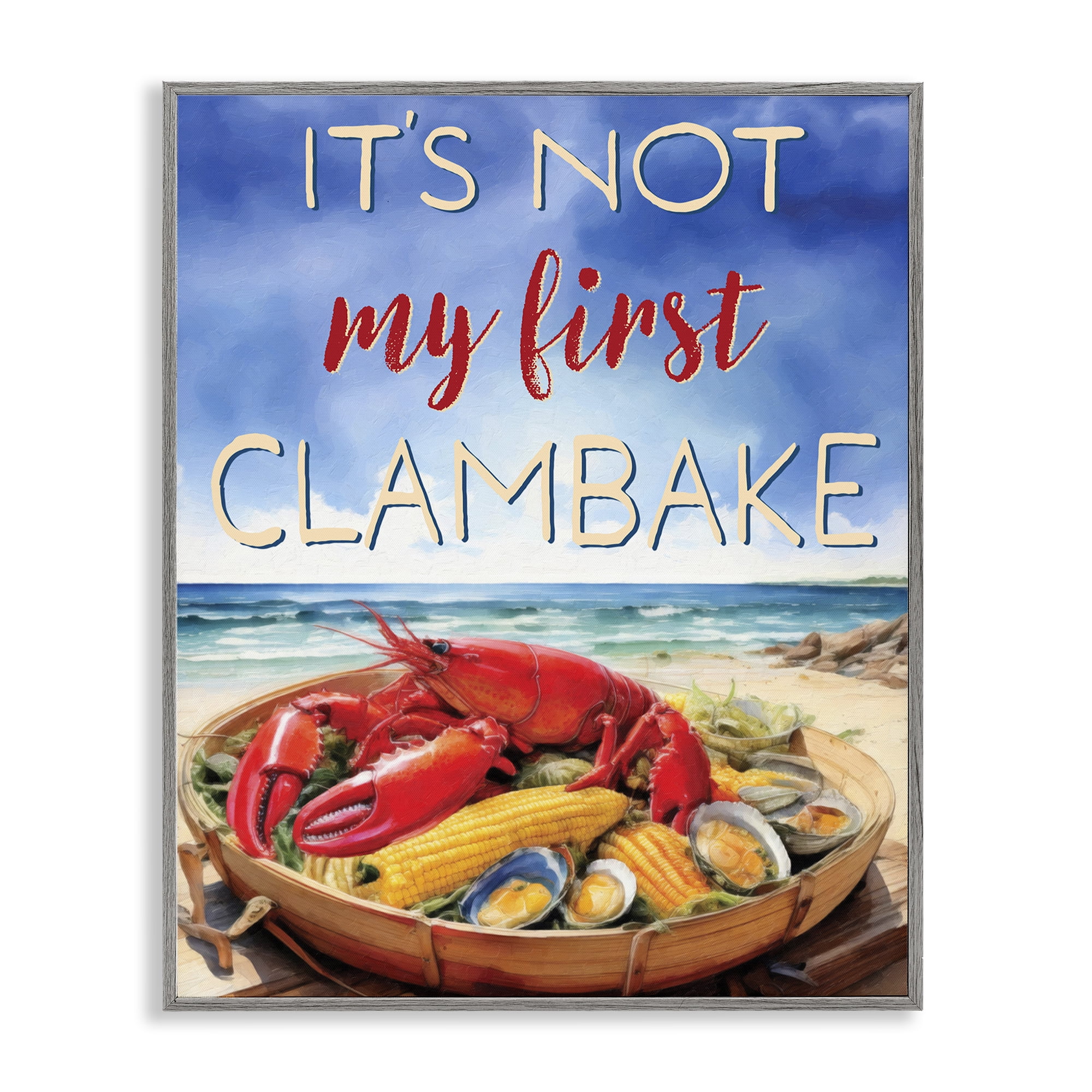 Stupell Industries Not My First Clambake Gray Framed Giclee Art, design by Grotto Studios