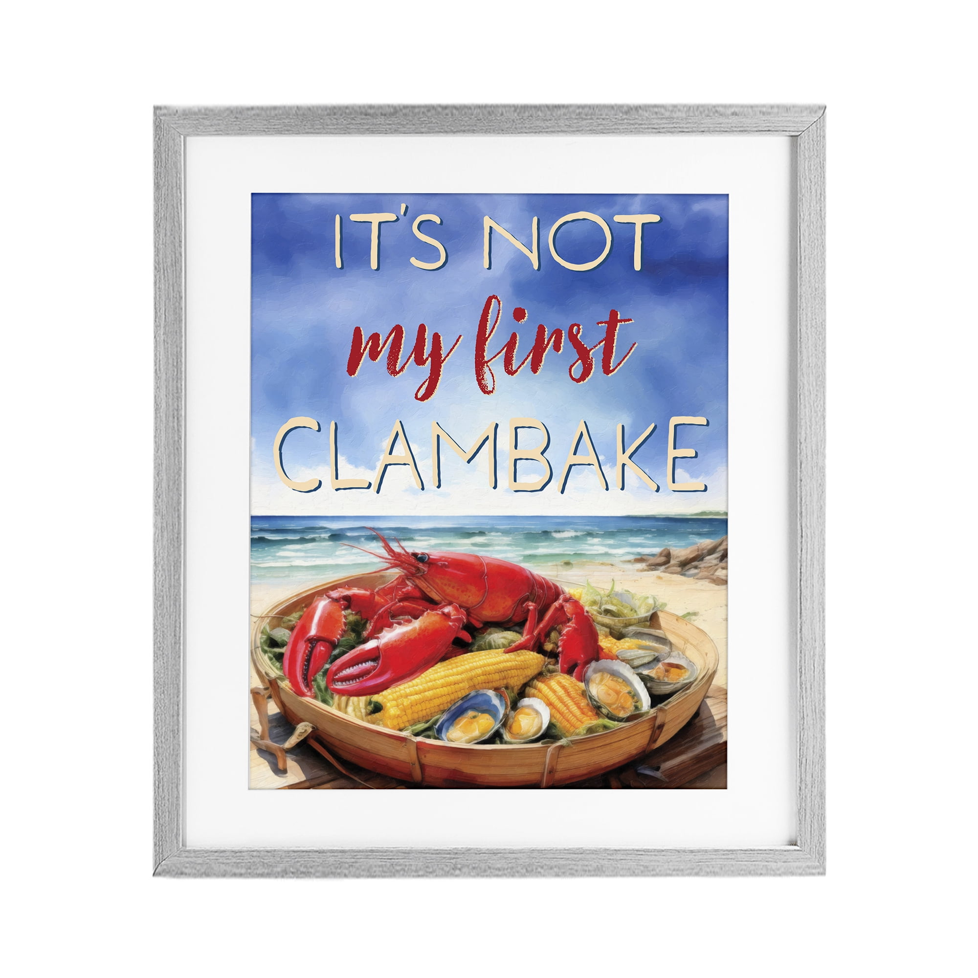 Stupell Industries Not My First Clambake Gray Framed Print Under Glass, design by Grotto Studios