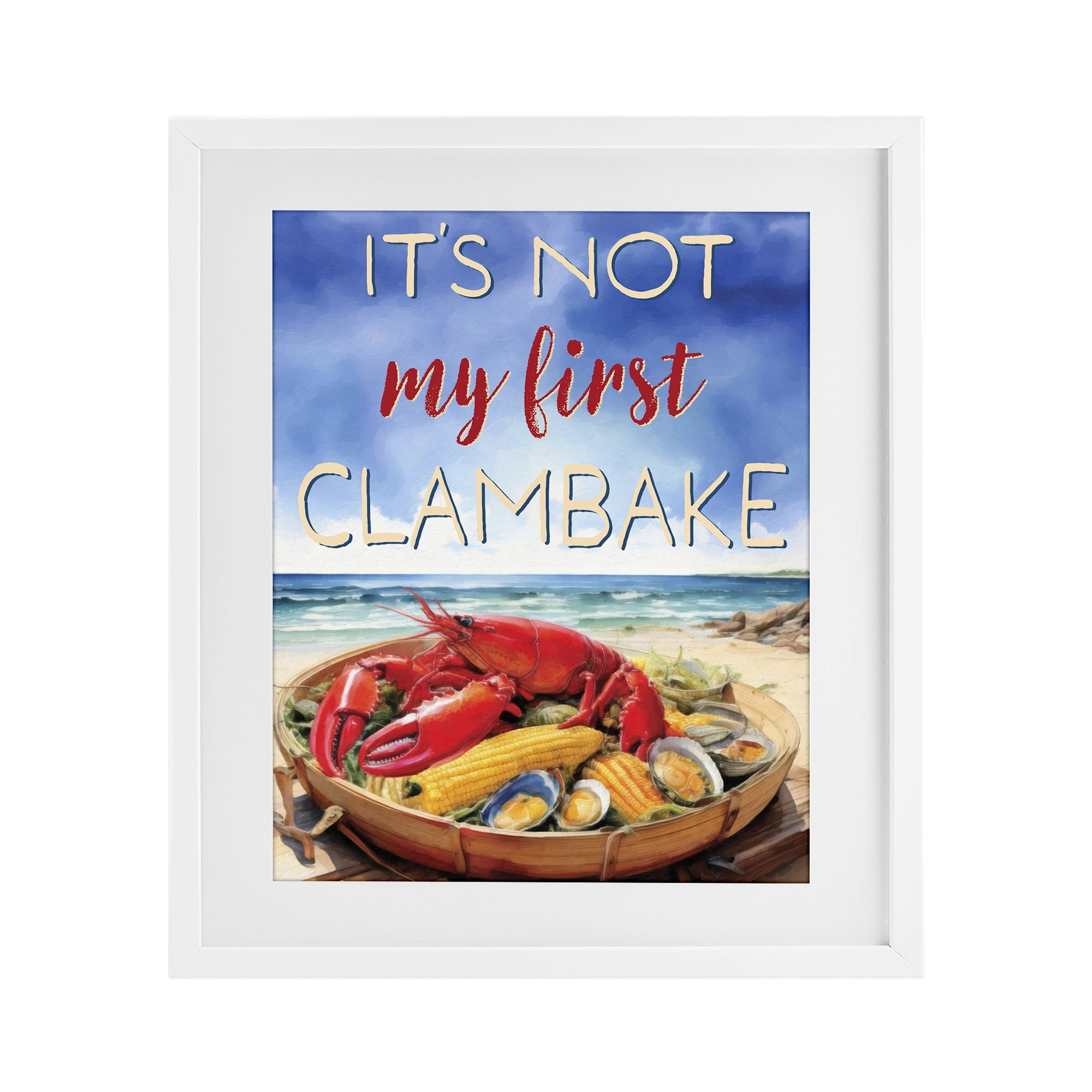 Stupell Industries Not My First Clambake White Framed Print Under Glass, design by Grotto Studios