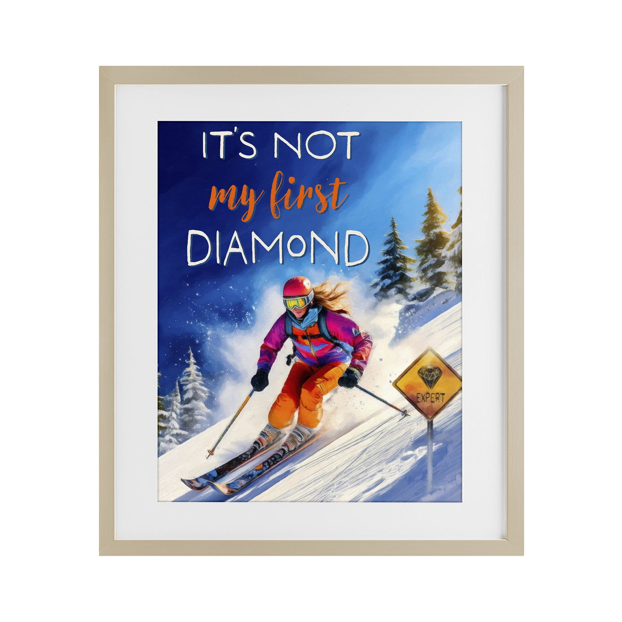 Stupell Industries Not My First Diamond Birch Framed Print Under Glass, design by Grotto Studios