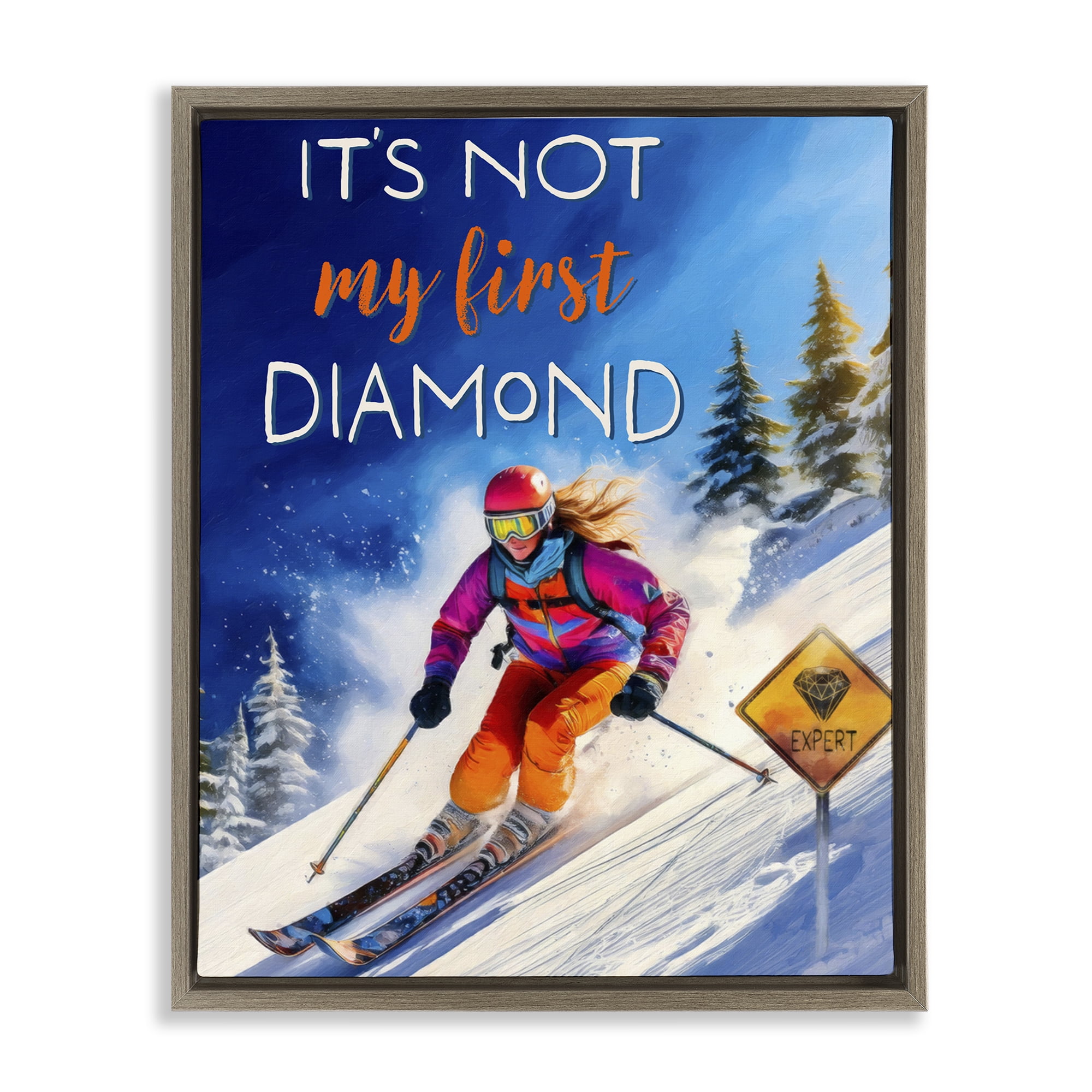 Stupell Industries Not My First Diamond Brown Framed Floater Canvas Wall Art, design by Grotto Studios