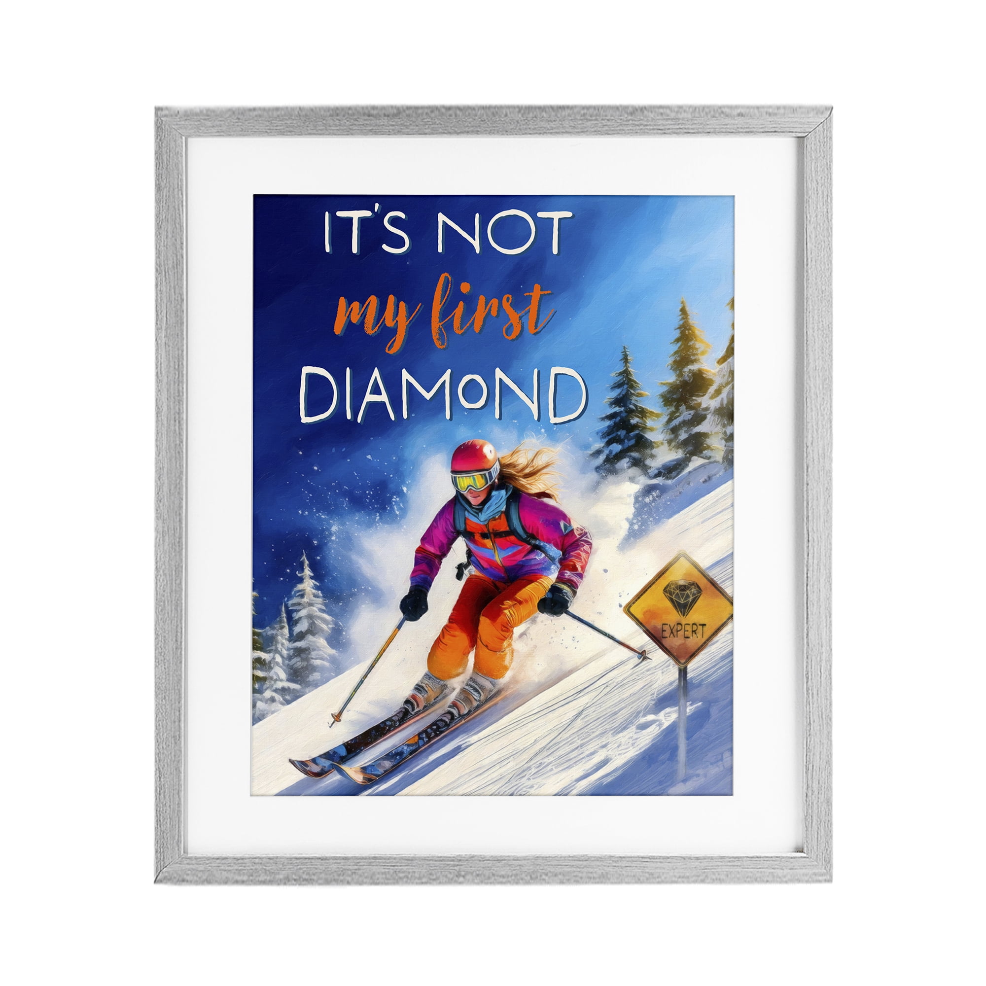Stupell Industries Not My First Diamond Gray Framed Print Under Glass, design by Grotto Studios