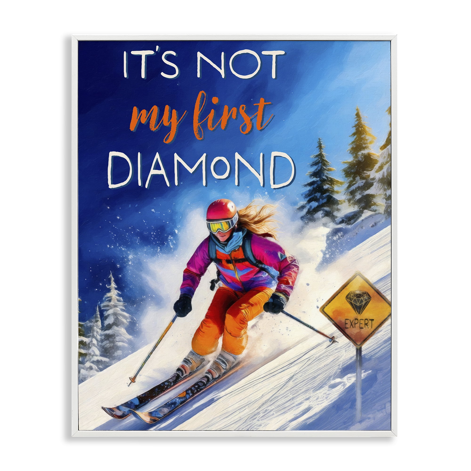 Stupell Industries Not My First Diamond White Framed Giclee Art, design by Grotto Studios
