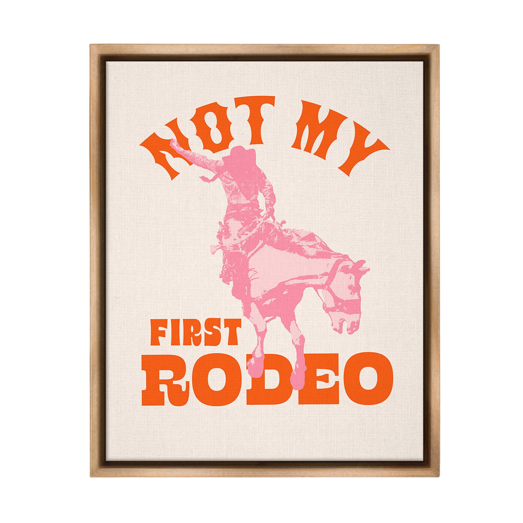 Stupell Industries Not My First Rodeo Phrase Animals & Insects Painting Brown Floater Framed Canvas Art Print Wall Art, 25 x 31