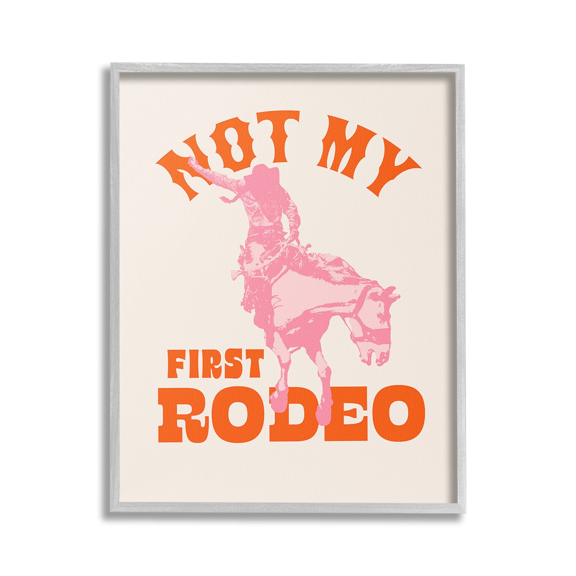 Stupell Industries Not My First Rodeo Phrase Animals & Insects Painting Gray Framed Art Print Wall Art, 16 x 20