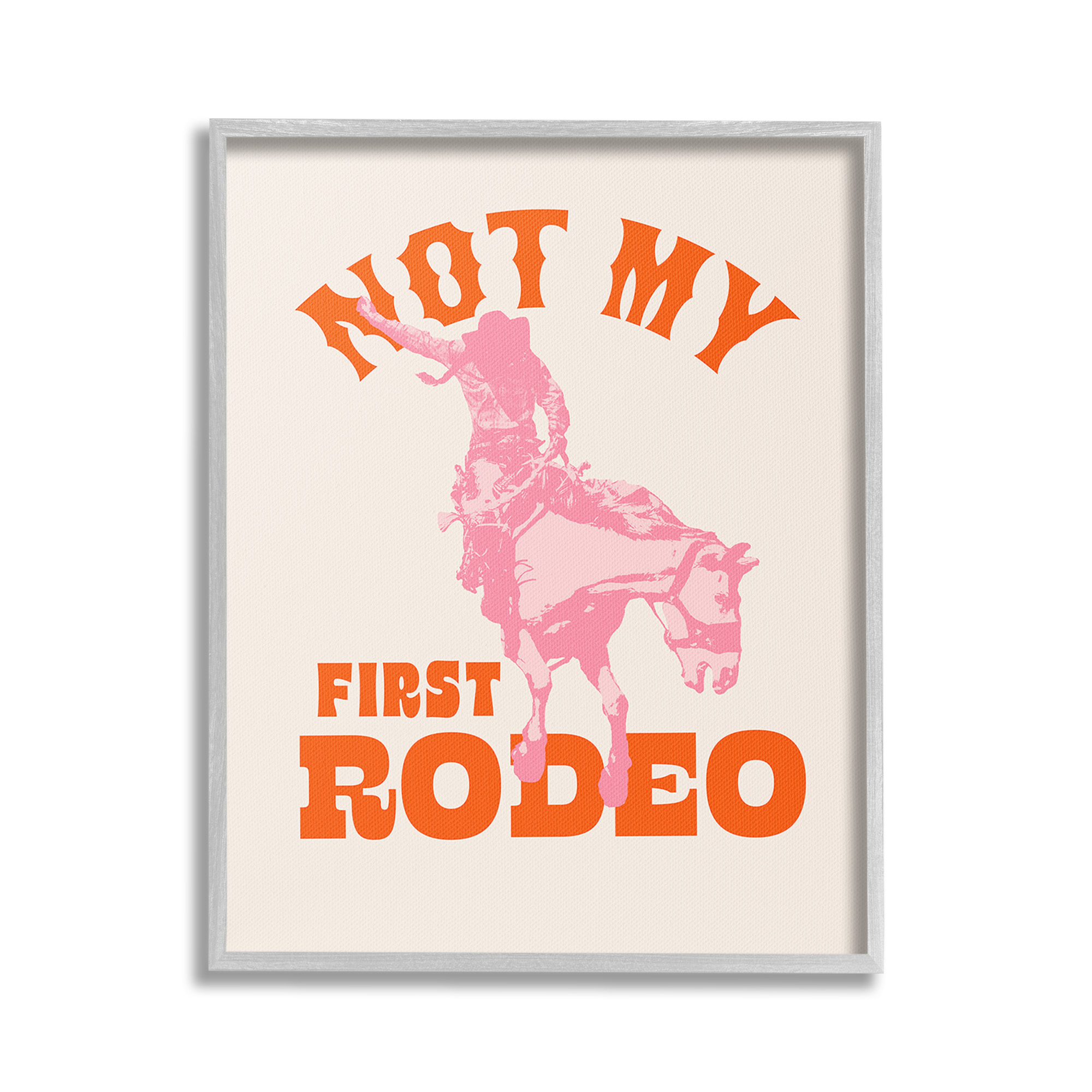 Stupell Industries Not My First Rodeo Phrase Animals & Insects Painting Gray Framed Art Print Wall Art, 24 x 30