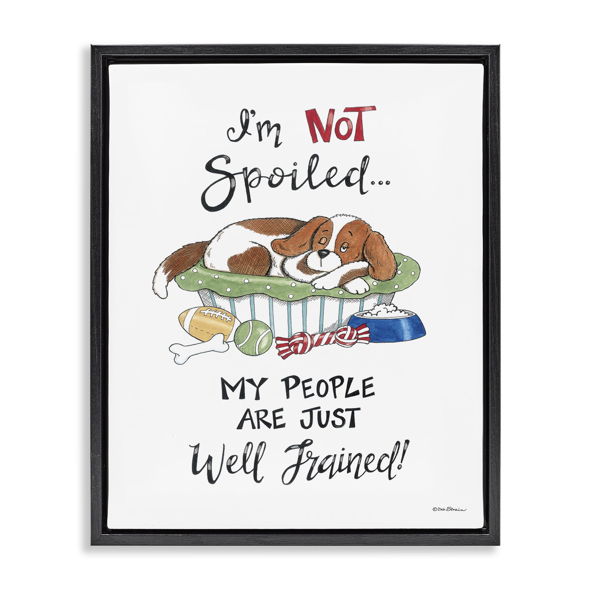 Stupell Industries Not Spoiled Well Trained Animals Painting Black Floater Framed Canvas Art Print Wall Art, 17 x 21