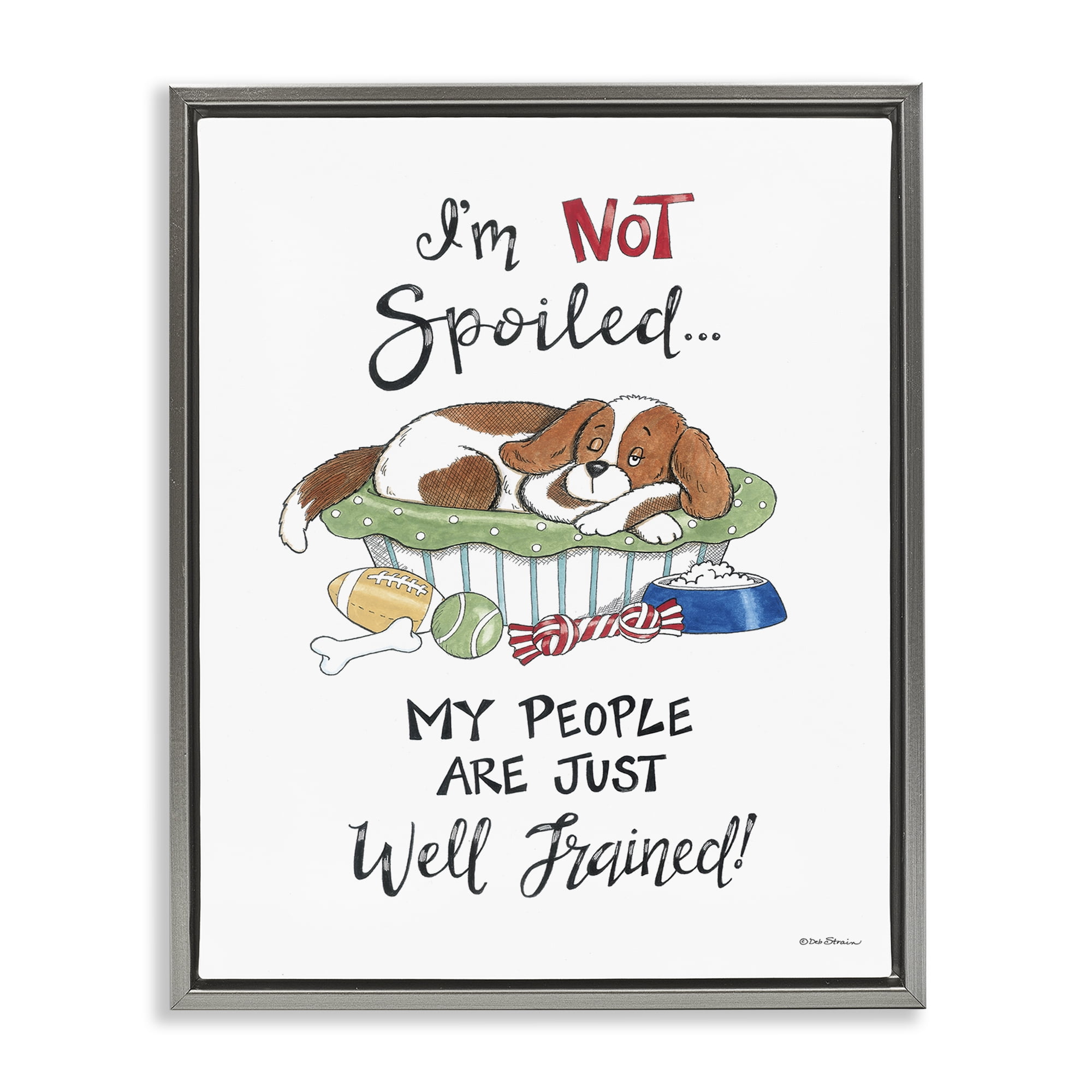 Stupell Industries Not Spoiled Well Trained Animals Painting Gray Floater Framed Canvas Art Print Wall Art, 25 x 31