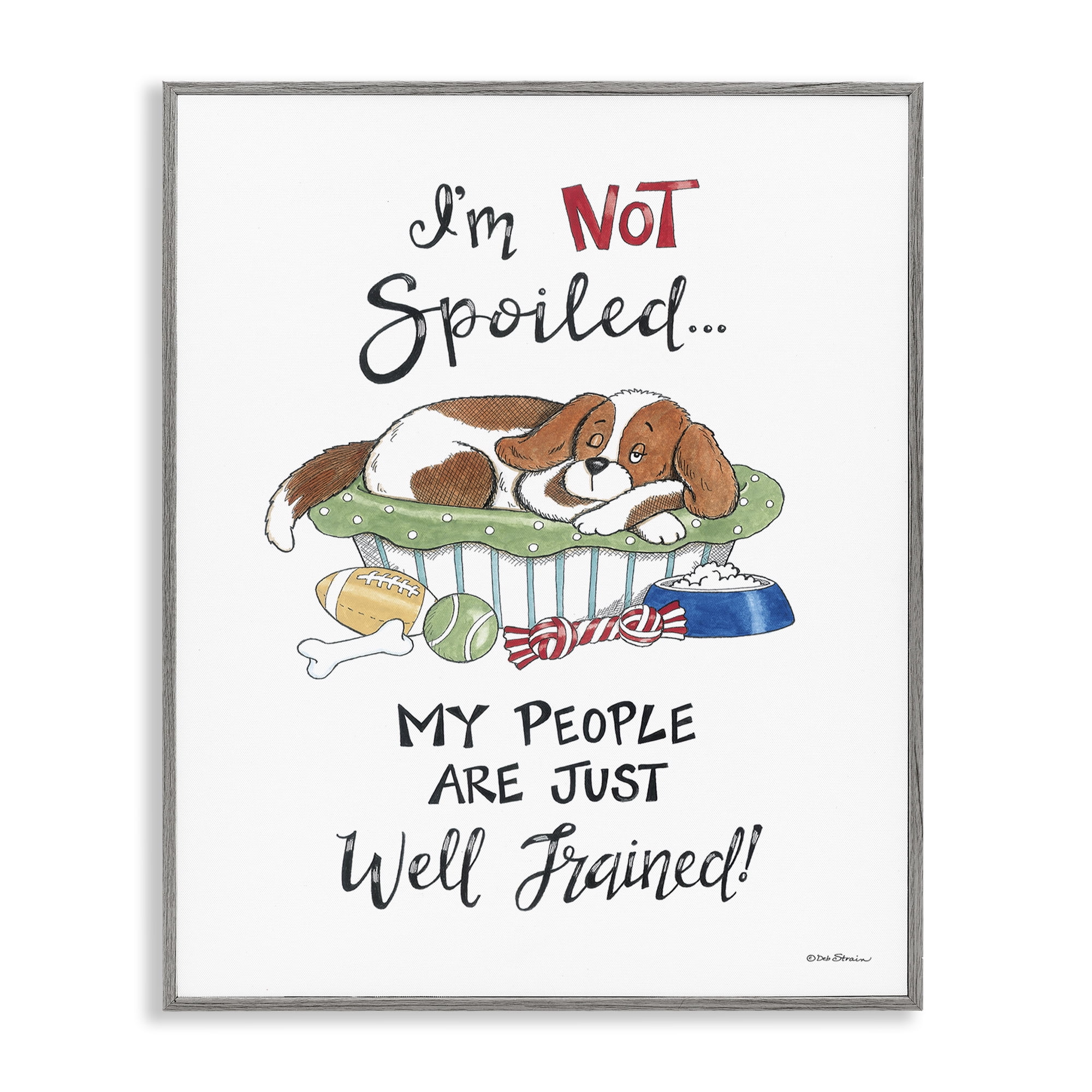Stupell Industries Not Spoiled Well Trained Animals Painting Gray Framed Art Print Wall Art, 16 x 20
