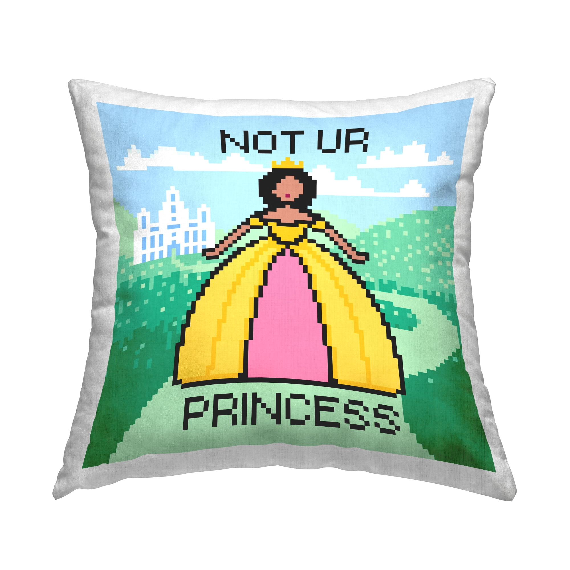 Stupell Industries Not Ur Princess Pixel Style Decorative Printed Throw Pillow Design by Grace Popp .