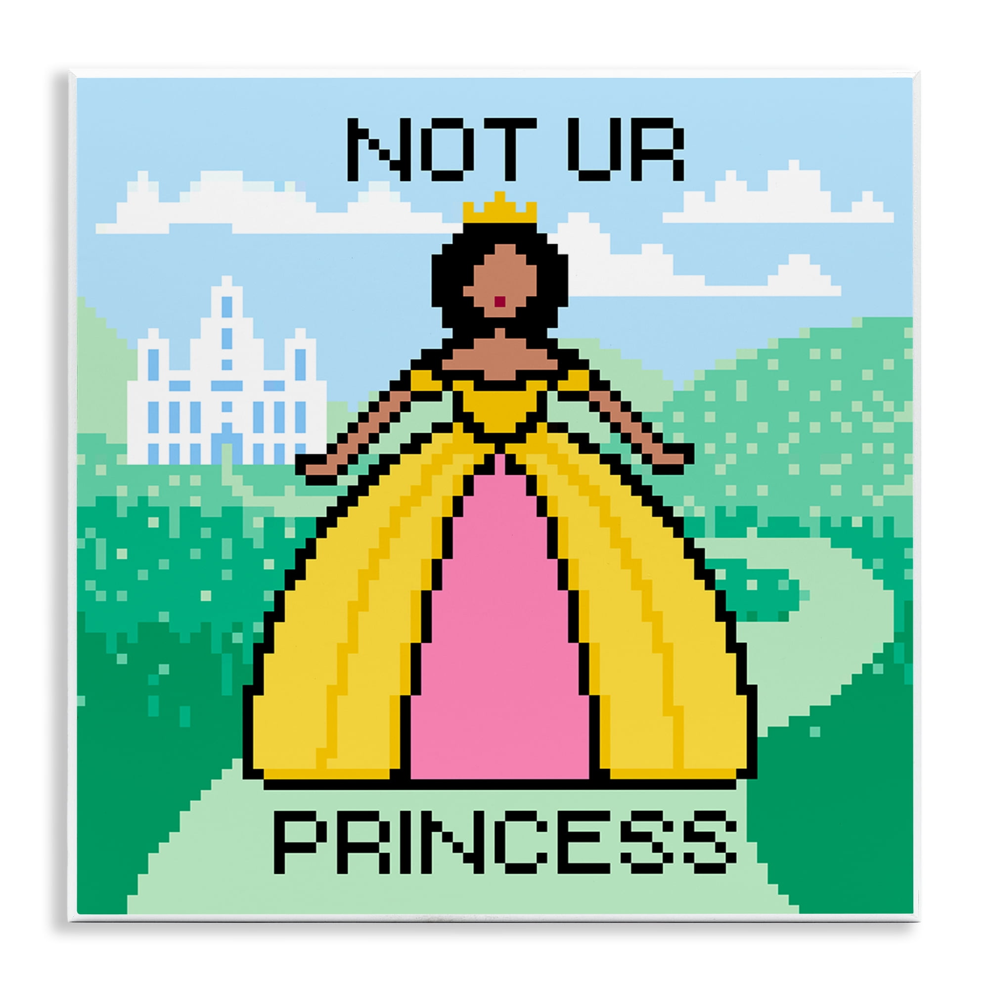 Stupell Industries Not Ur Princess Pixel Style People Painting Unframed Art Print Wall Art, 12 x 12