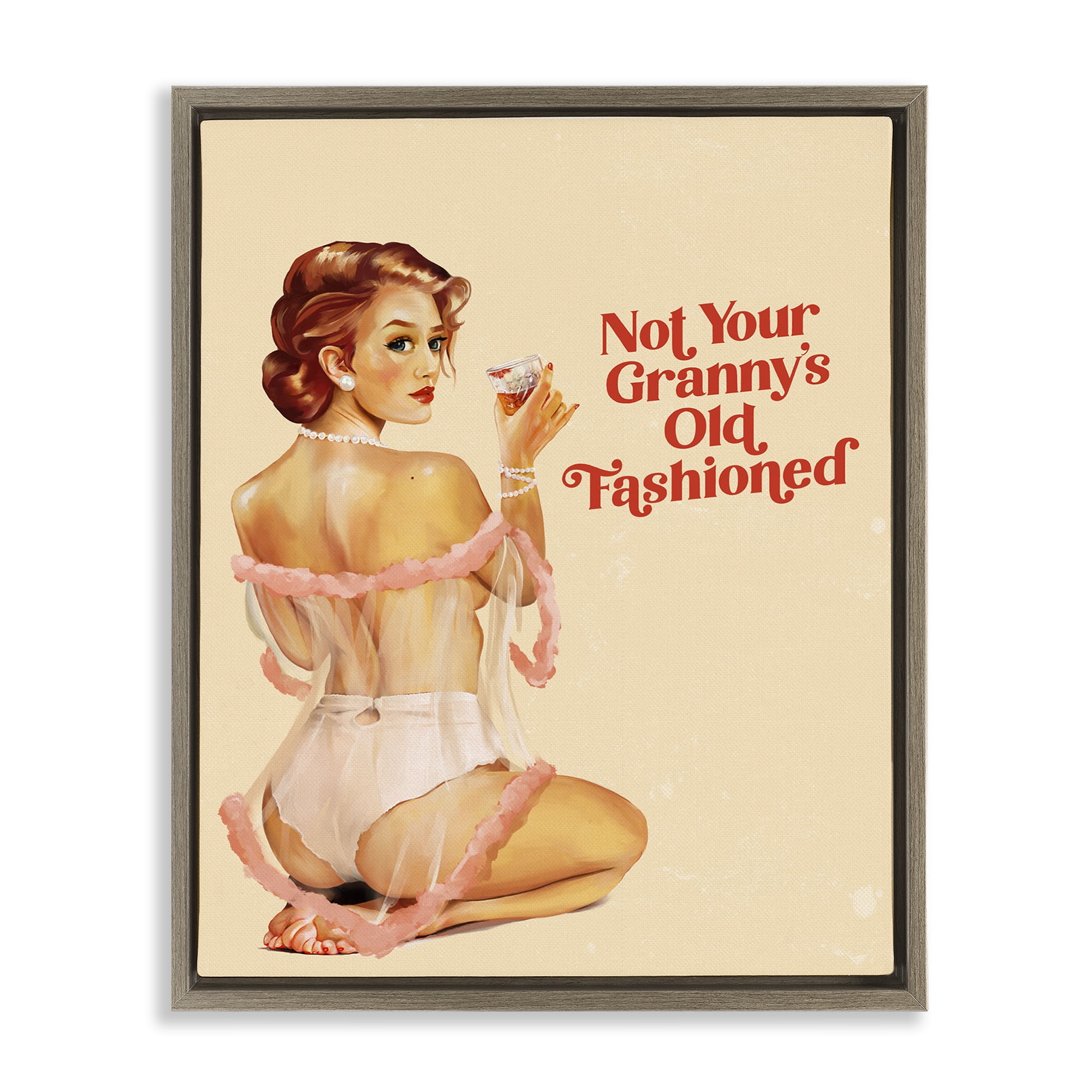 Stupell Industries Not Your Granny's Old Fashioned People Painting Brown Floater Framed Canvas Art Print Wall Art, 25 x 31