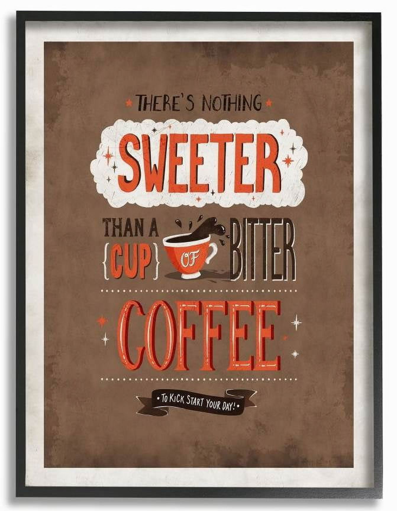 Stupell Industries Nothing Sweeter Coffee Word Design Framed Wall Art by Ester Kay
