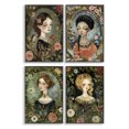 thumbnail image 1 of Stupell Industries Nouveau Ladies with Floral Borders Portrait Painting Black Framed Art Print Wall Art, 16 x 24, Set of 4, 1 of 8