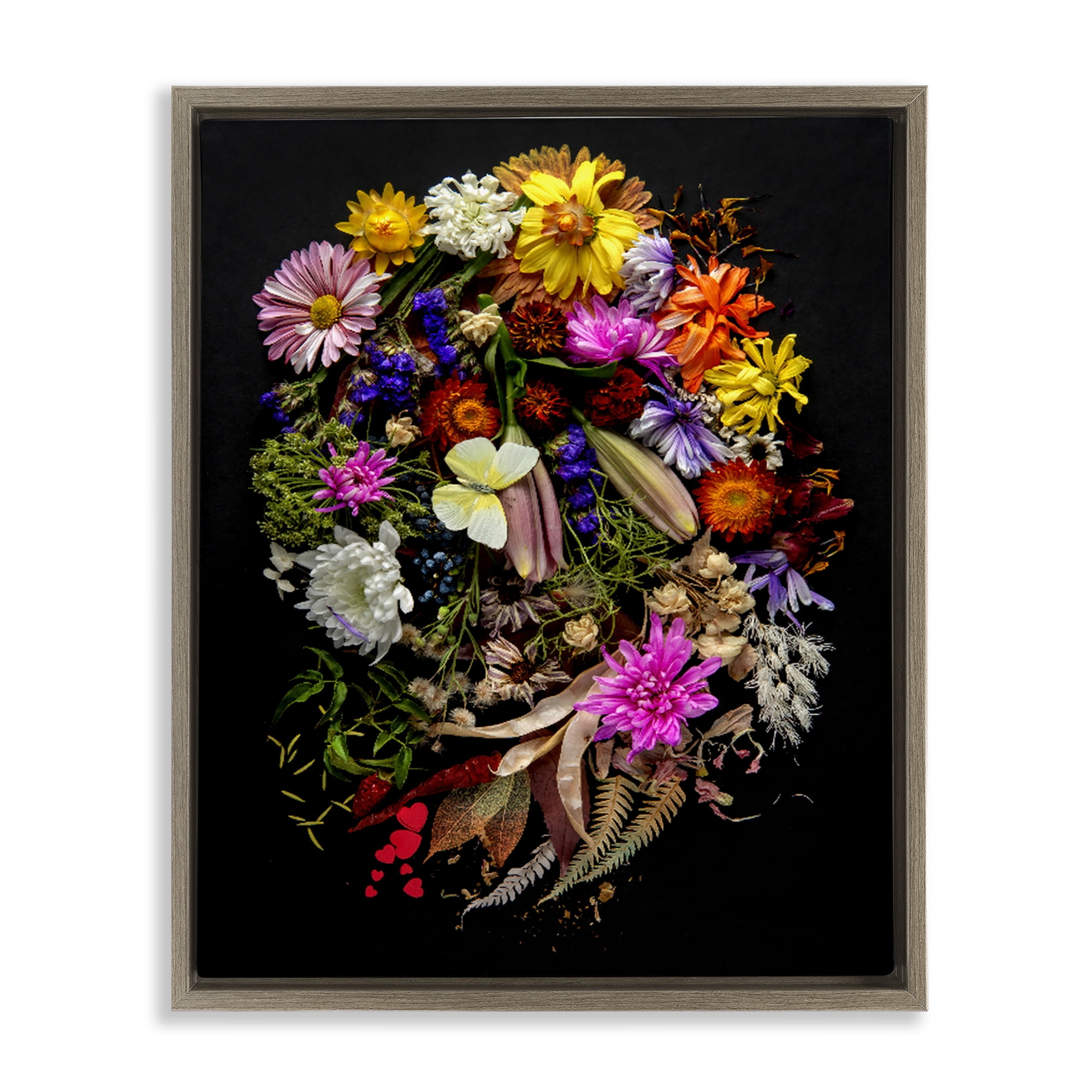 Stupell Industries November Flower Arrangement Brown Framed Floater Canvas Wall Art, design by Carl Kravats