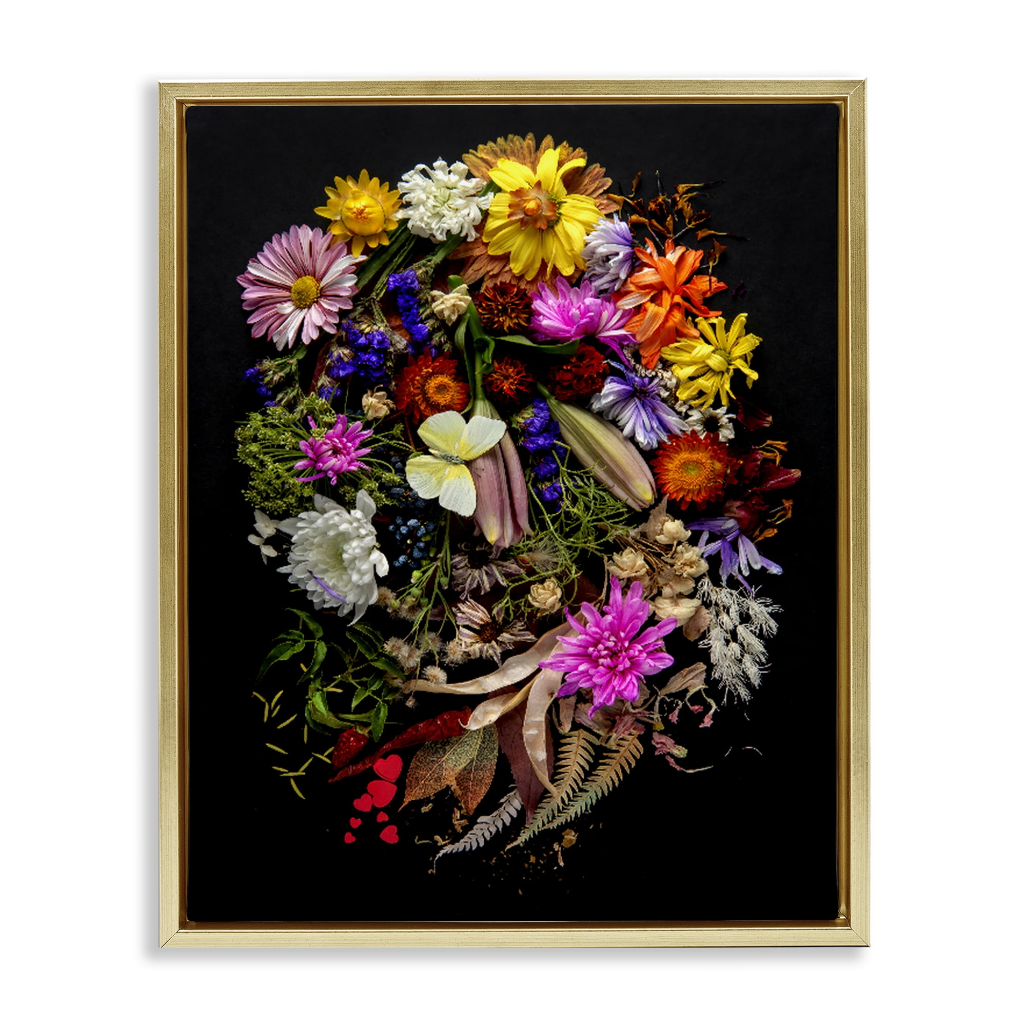 Stupell Industries November Flower Arrangement Gold Framed Floater Canvas Wall Art, design by Carl Kravats