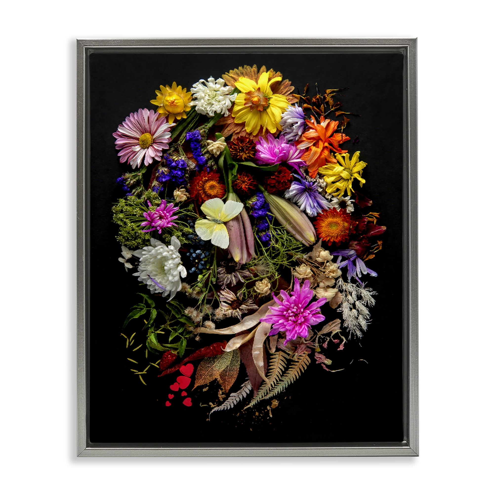 Stupell Industries November Flower Arrangement Gray Framed Floater Canvas Wall Art, design by Carl Kravats