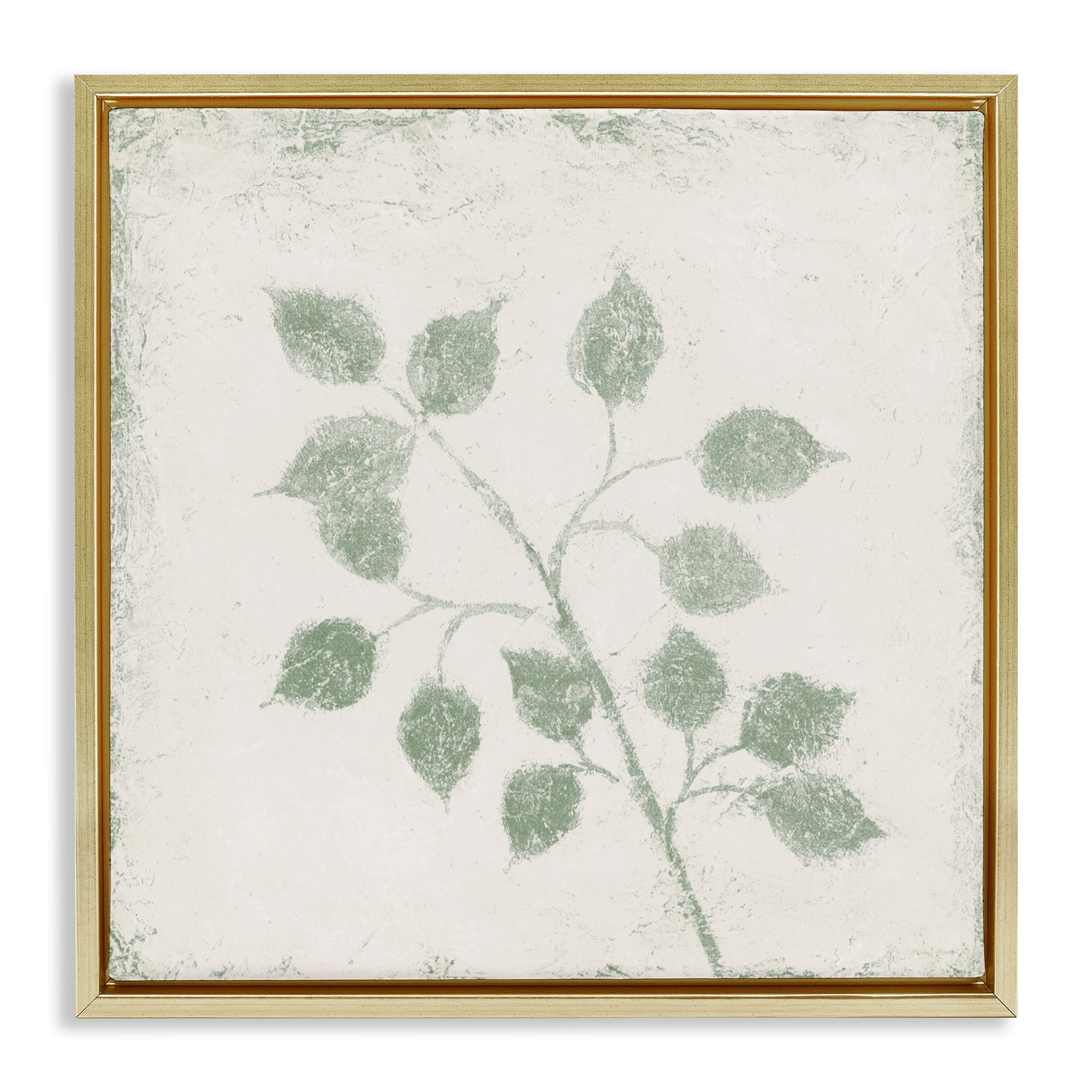 Stupell Industries November Leaves Plant Sprig Gold Framed Floater Canvas Wall Art, design by Michael Marcon