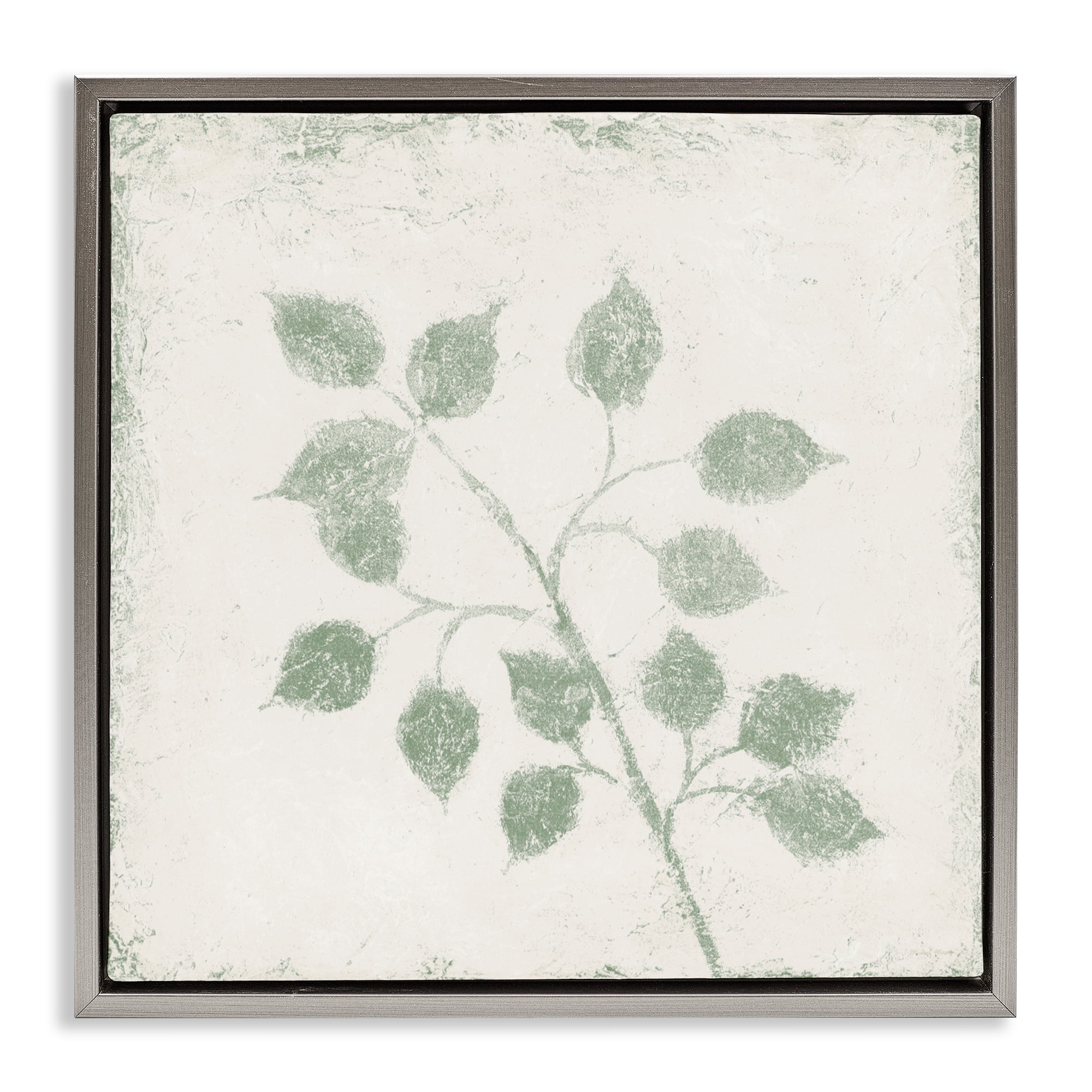 Stupell Industries November Leaves Plant Sprig Gray Framed Floater Canvas Wall Art, design by Michael Marcon