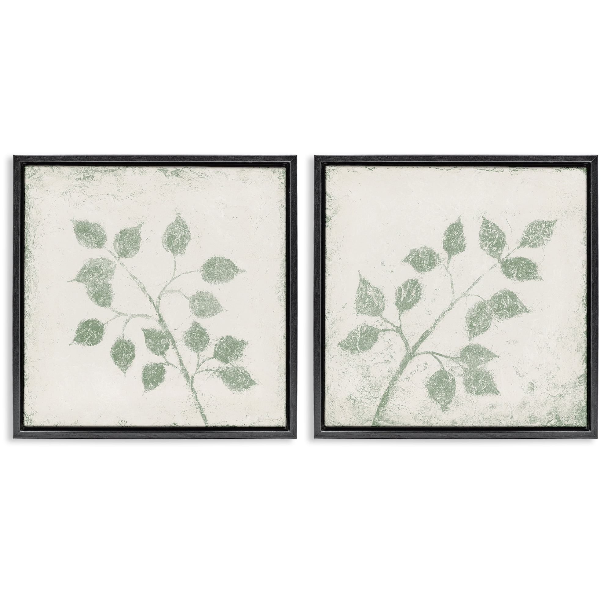 Stupell Industries November Leaves Soft Plants 2 Piece Black Framed Floater Canvas Set, design by Michael Marcon