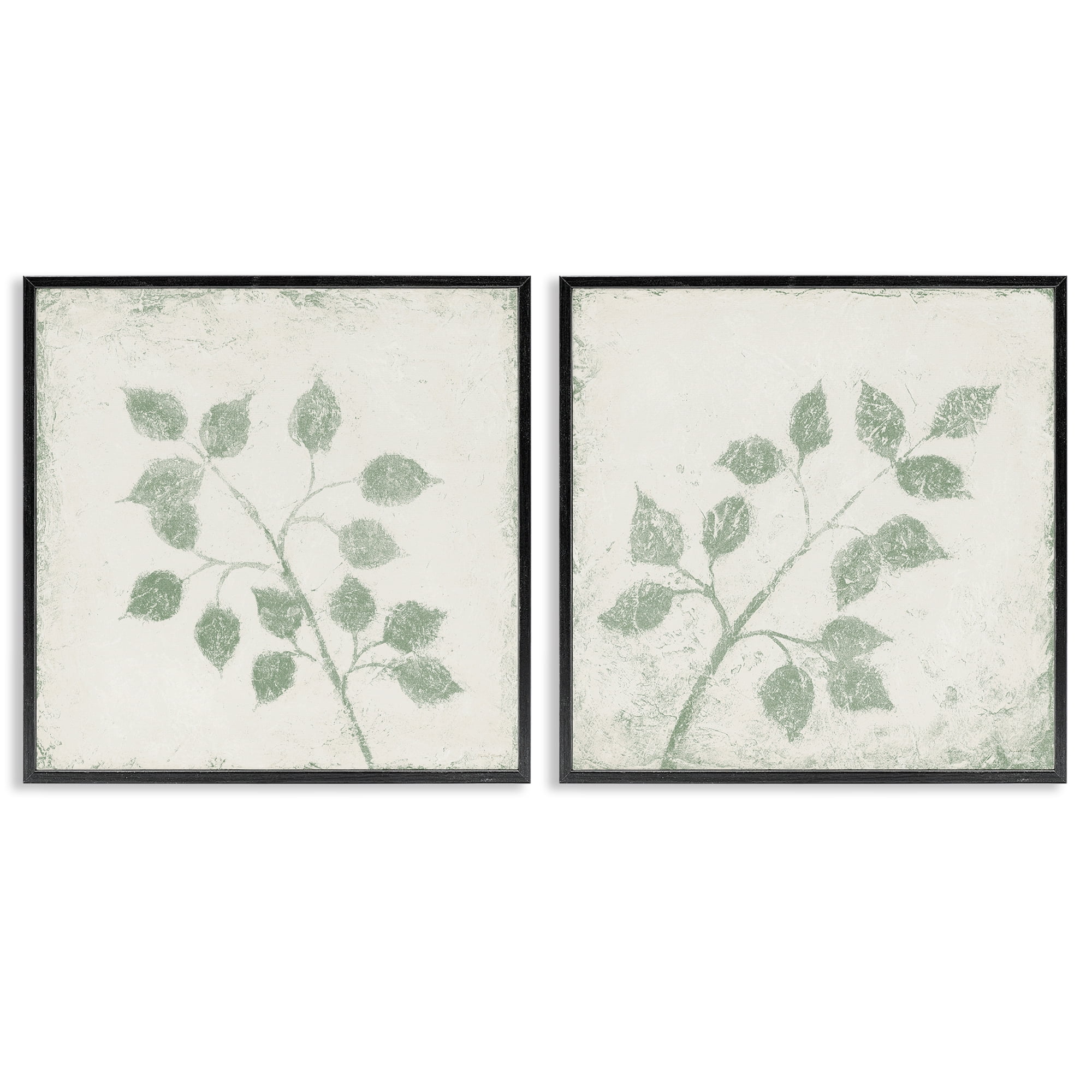 Stupell Industries November Leaves Soft Plants 2 Piece Black Framed Giclee Art Set, design by Michael Marcon
