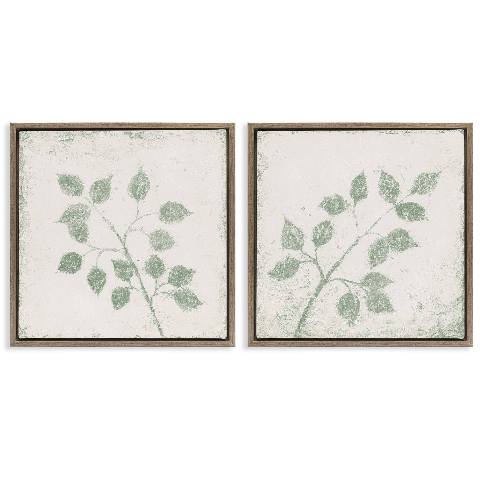 Stupell Industries November Leaves Soft Plants 2 Piece Brown Framed Floater Canvas Set, design by Michael Marcon