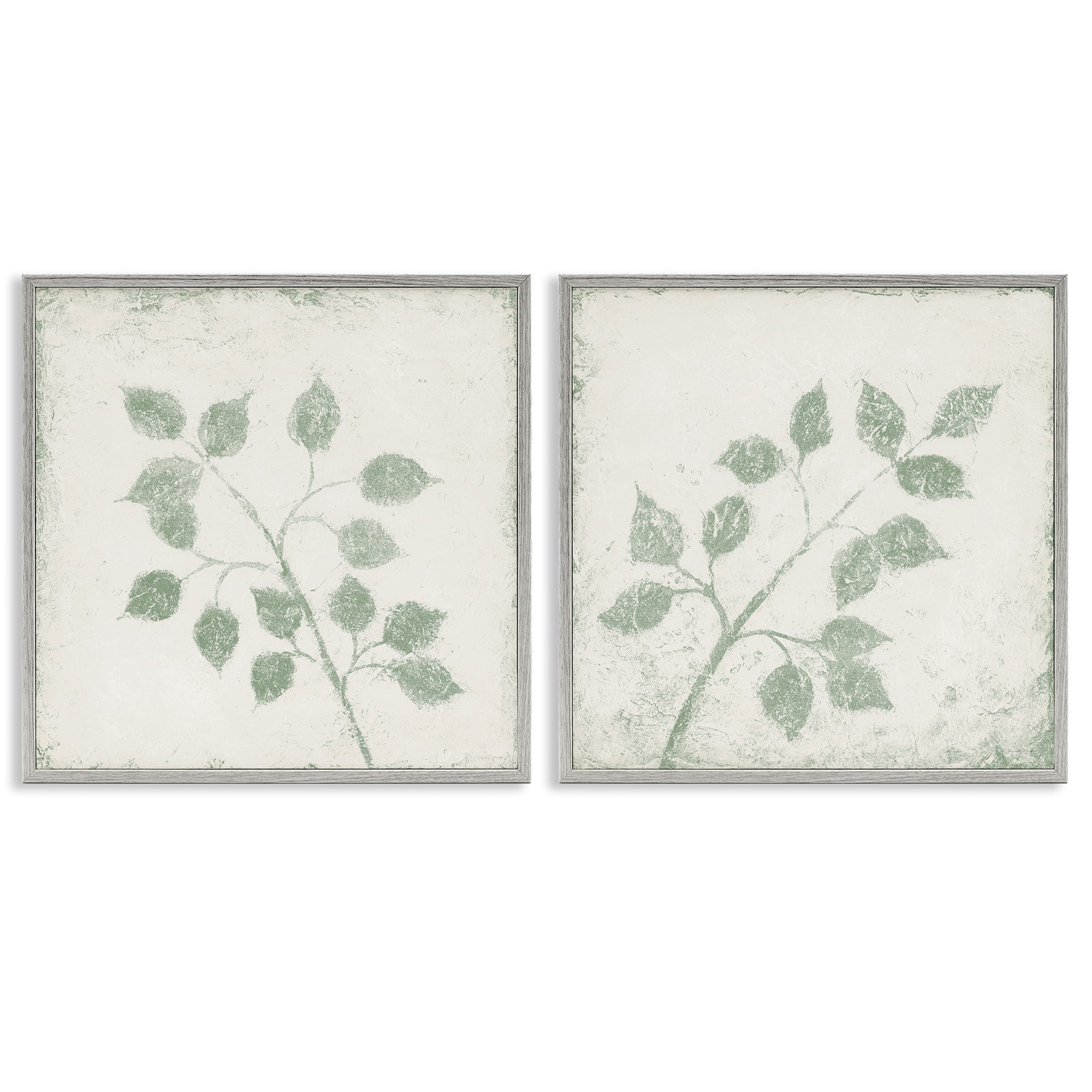 Stupell Industries November Leaves Soft Plants 2 Piece Gray Framed Giclee Art Set, design by Michael Marcon