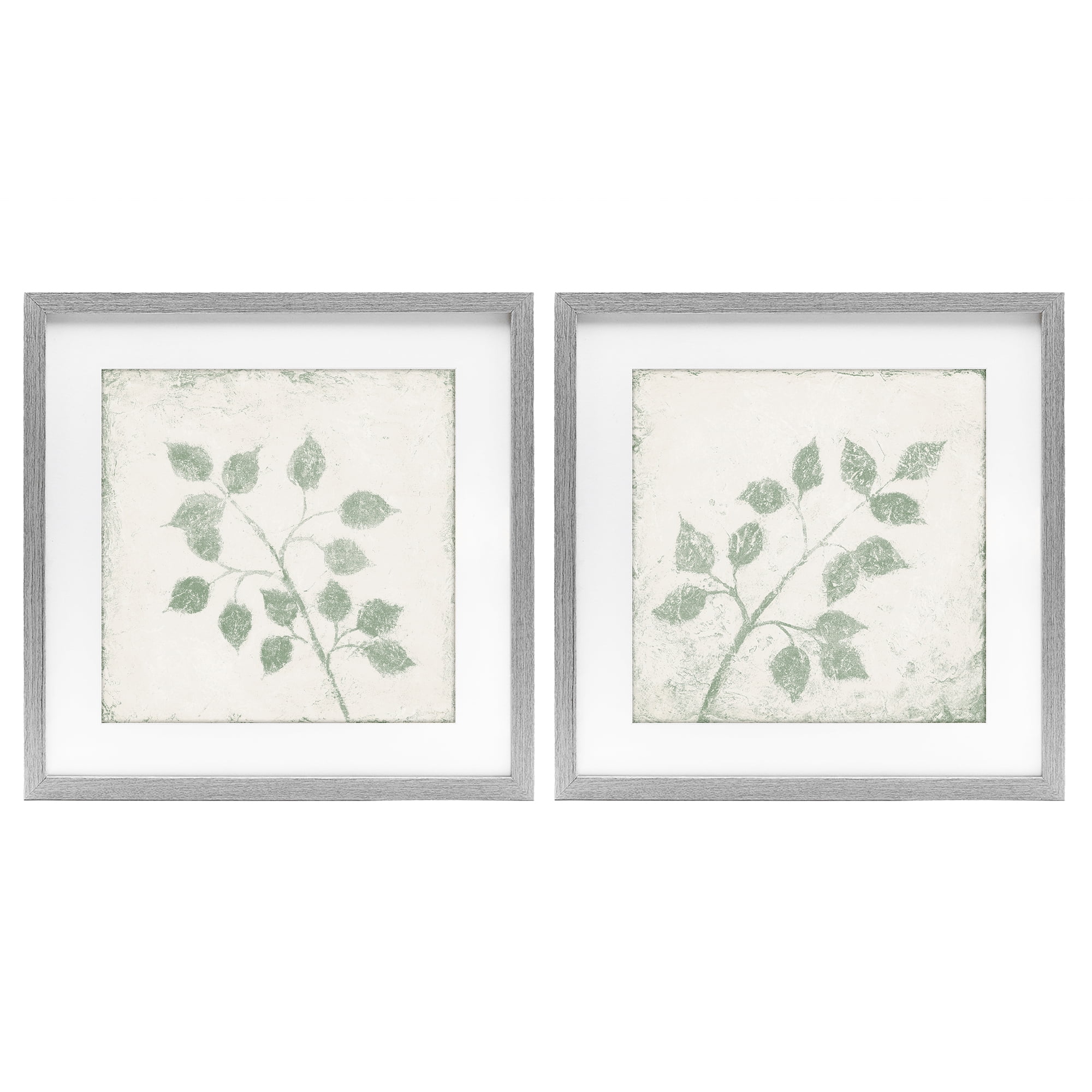 Stupell Industries November Leaves Soft Plants 2 Piece Gray Framed Print Under Glass Set, design by Michael Marcon