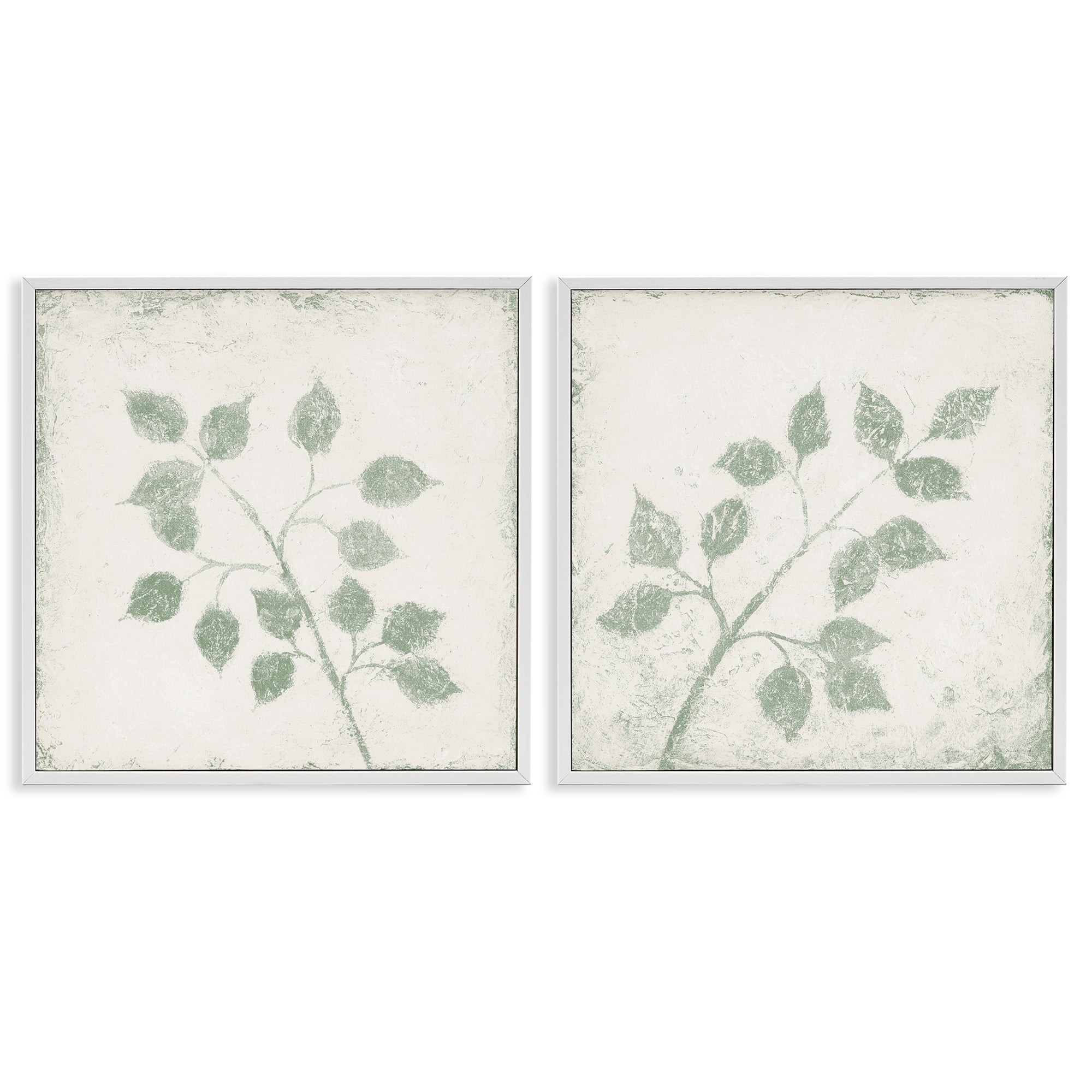 Stupell Industries November Leaves Soft Plants 2 Piece White Framed Giclee Art Set, design by Michael Marcon