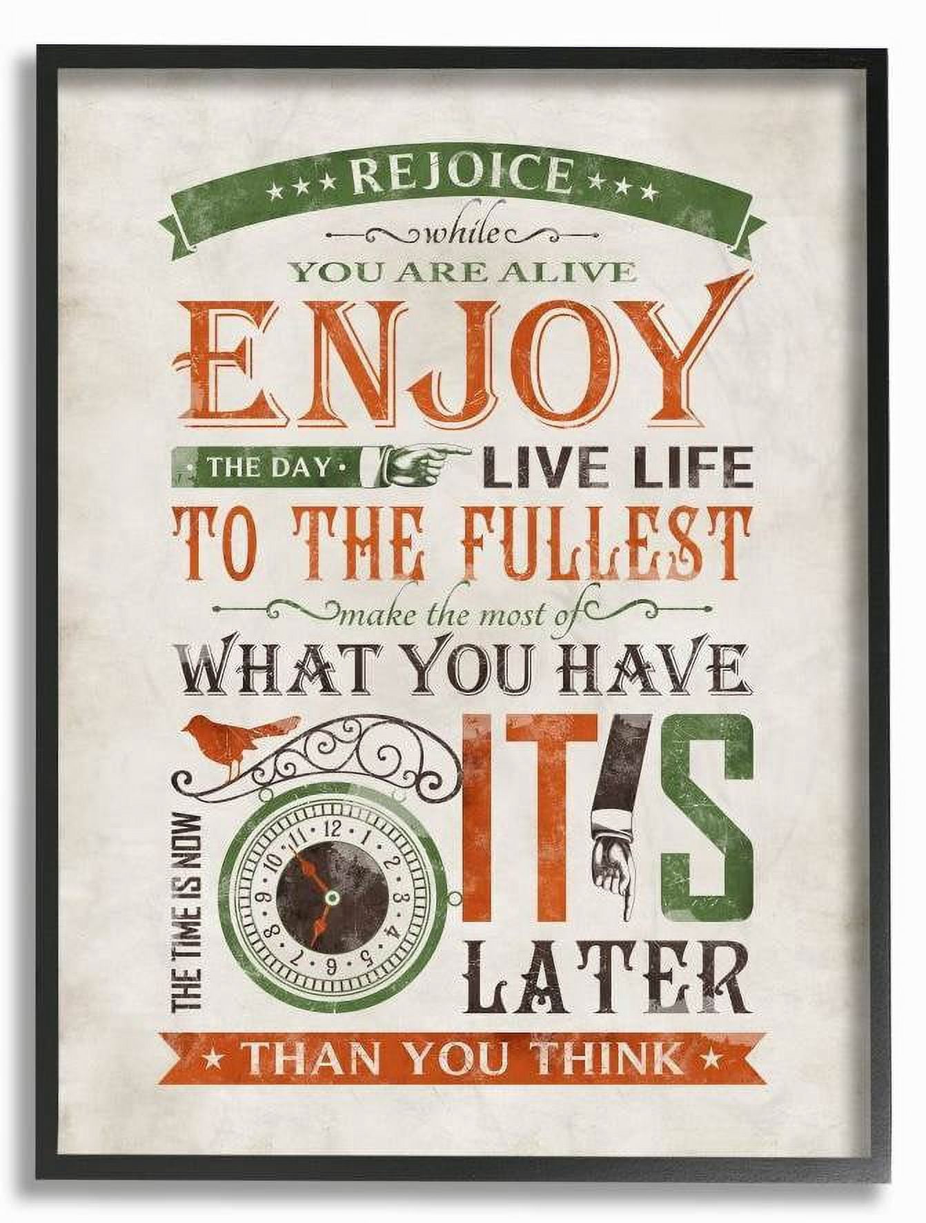 Stupell Industries Now Is The Time Inspirational Word Design Framed Wall Art by Ester Kay