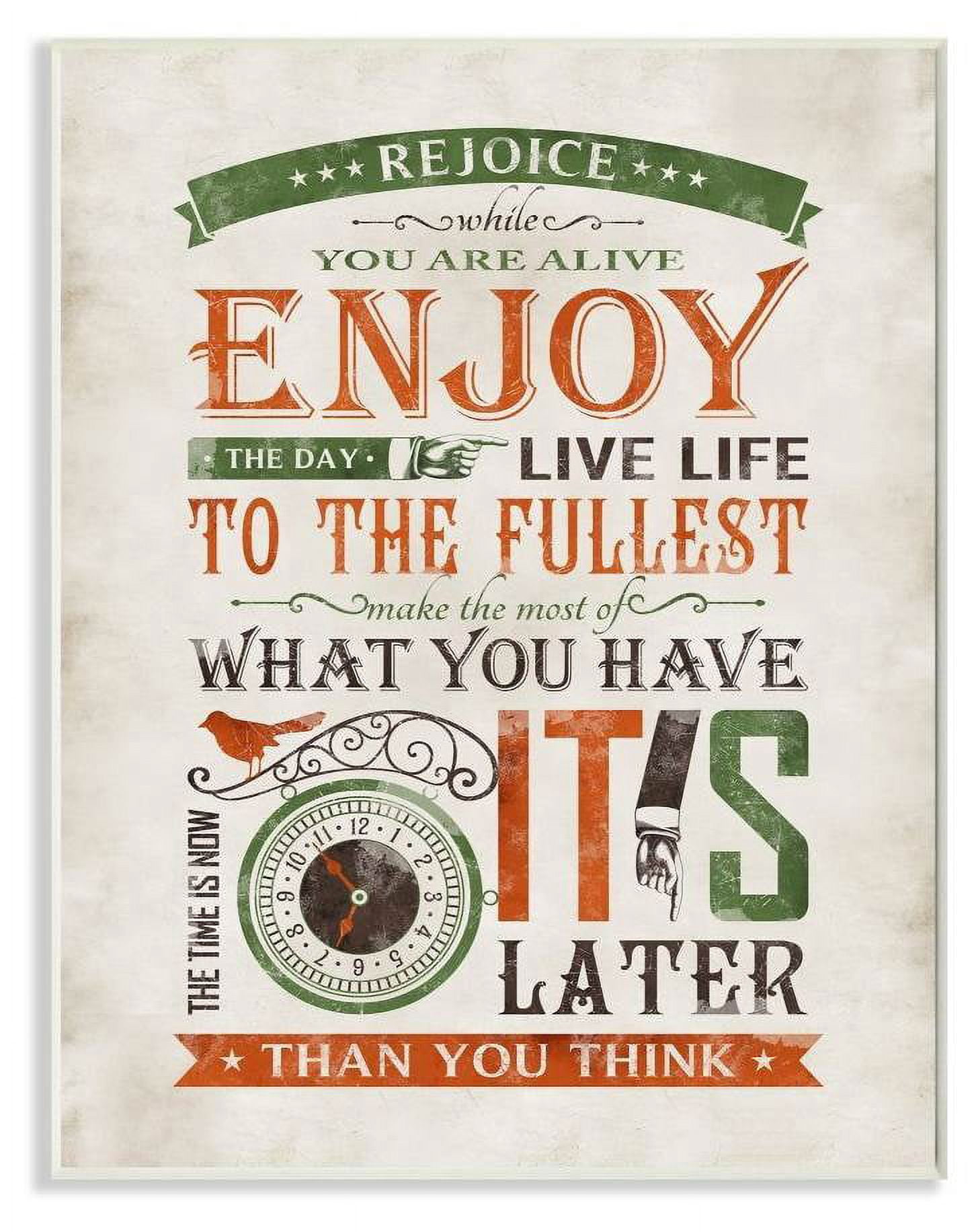 Stupell Industries Now Is The Time Inspirational Word Design Wall Plaque by Ester Kay