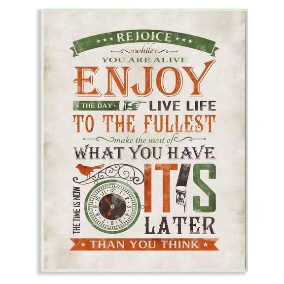 Stupell Industries Now Is The Time Inspirational Word Design Wall Plaque by Ester Kay