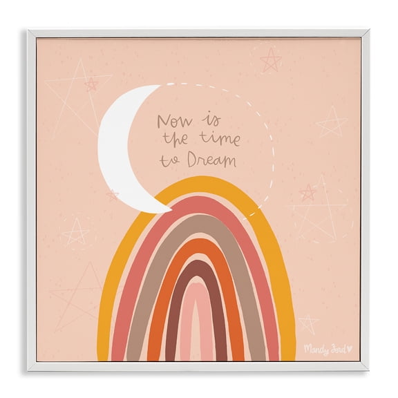 Stupell Industries Now Is The Time To Dream Quotes and Sayings Painting White Framed Art Print Wall Art, 12 x 12