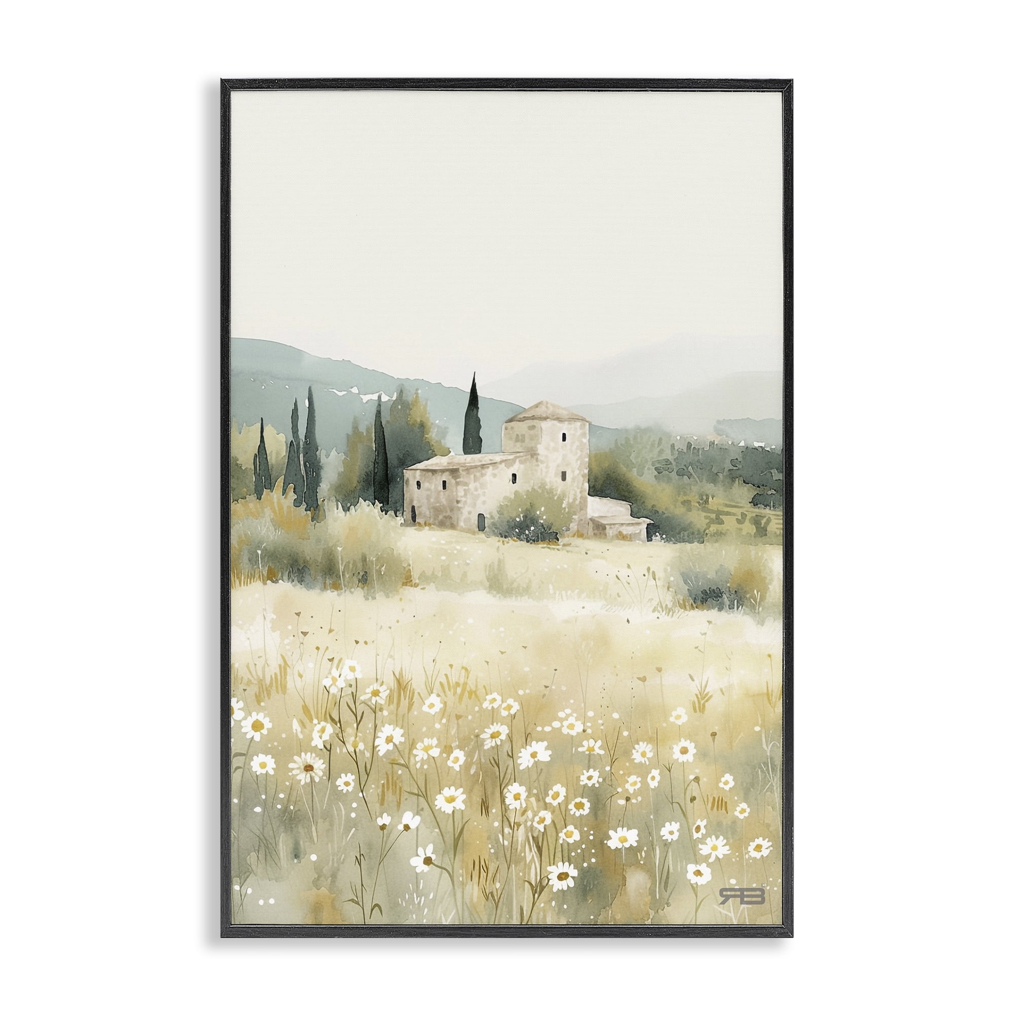 Stupell Industries Nu Horizon Countryside Landscape Painting Black Framed Art Print Wall Art, 20 x 30