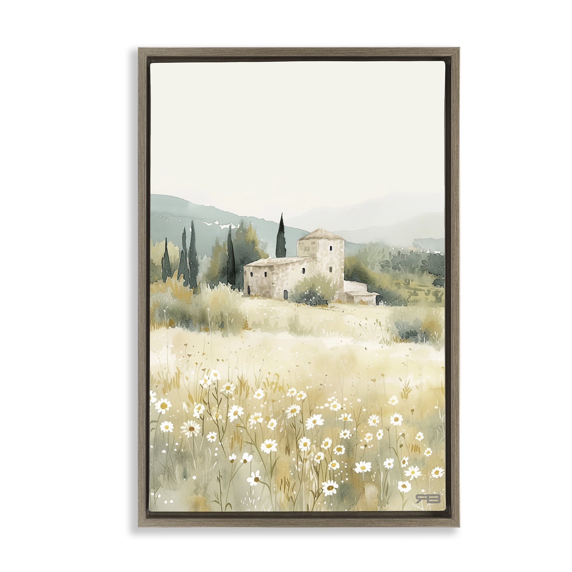 Stupell Industries Nu Horizon Countryside Landscape Painting Brown Floater Framed Canvas Art Print Wall Art, 17 x 25