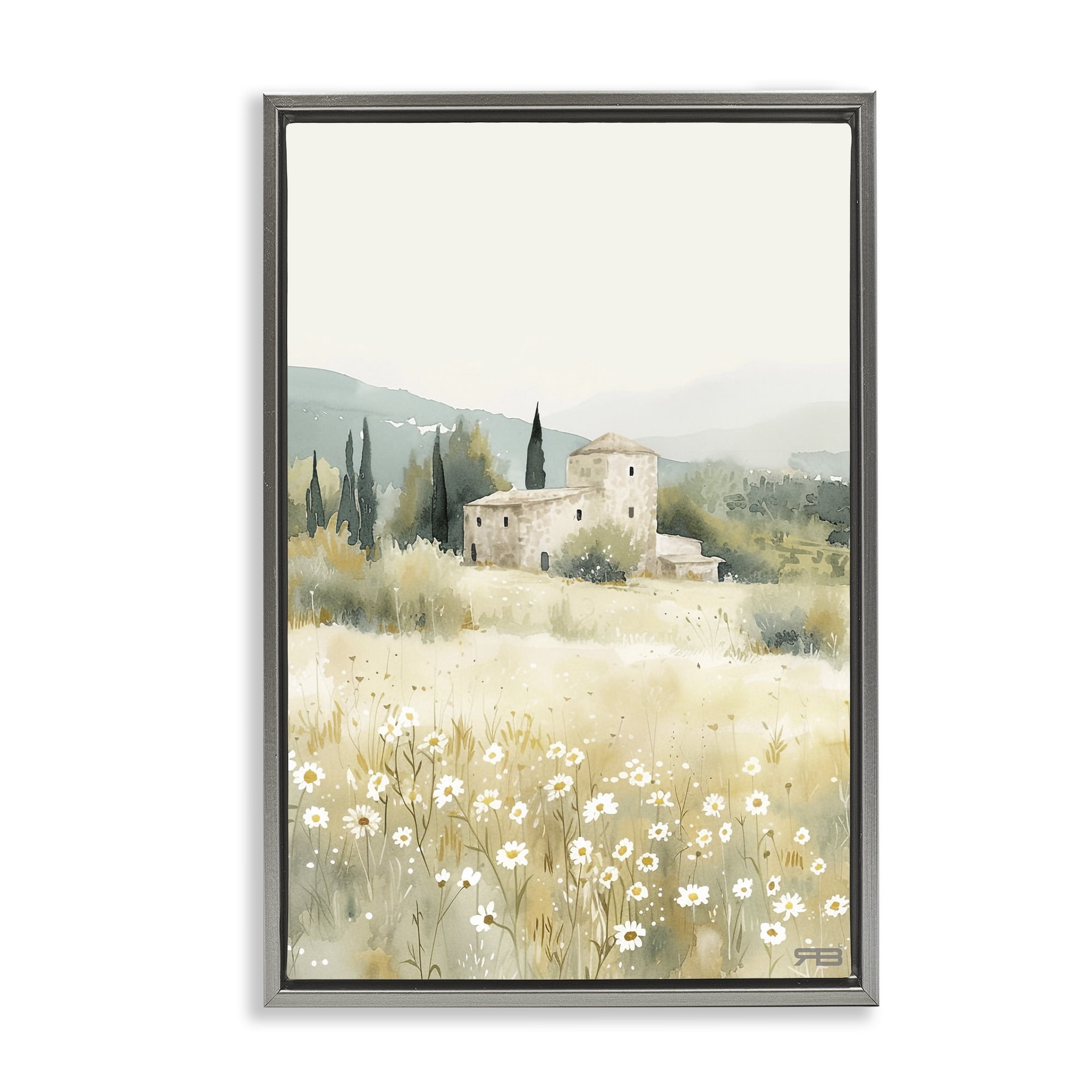 Stupell Industries Nu Horizon Countryside Landscape Painting Gray Floater Framed Canvas Art Print Wall Art, 17 x 25