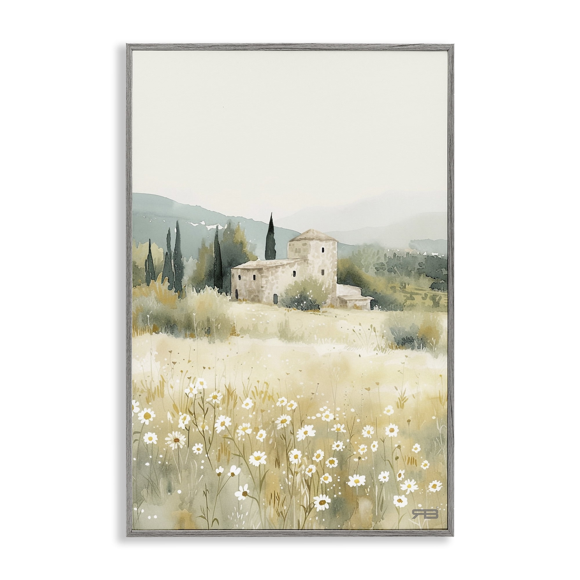 Stupell Industries Nu Horizon Countryside Landscape Painting Gray Framed Art Print Wall Art, 12 x 18