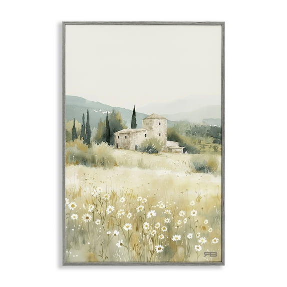Stupell Industries Nu Horizon Countryside Landscape Painting Gray Framed Art Print Wall Art, 16 x 24