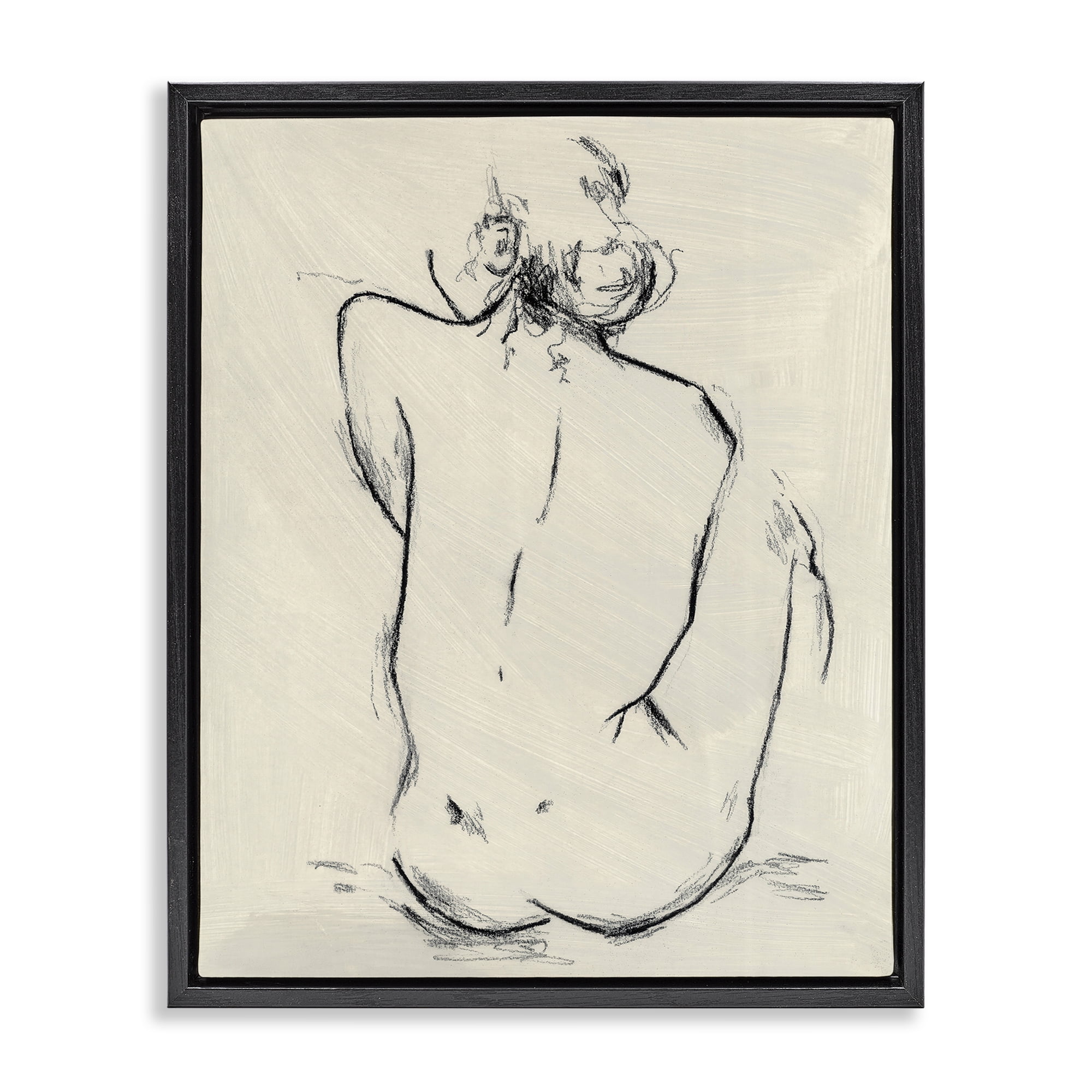 Stupell Industries Nude Sitting Study Black Framed Floater Canvas Wall Art, design by Chloe Elliot