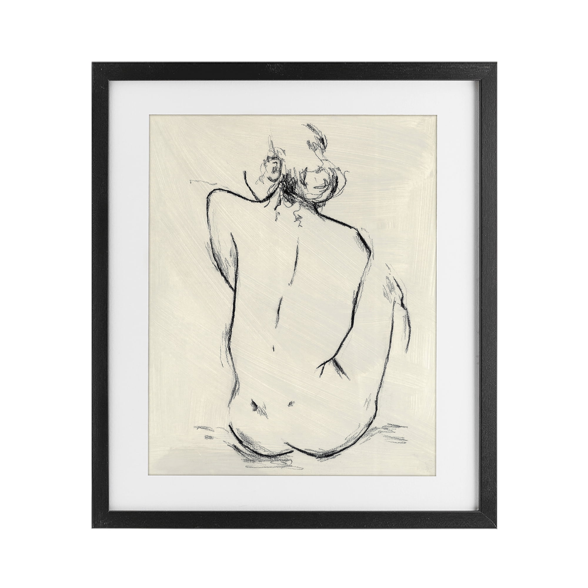 Stupell Industries Nude Sitting Study Black Framed Print Under Glass, design by Chloe Elliot