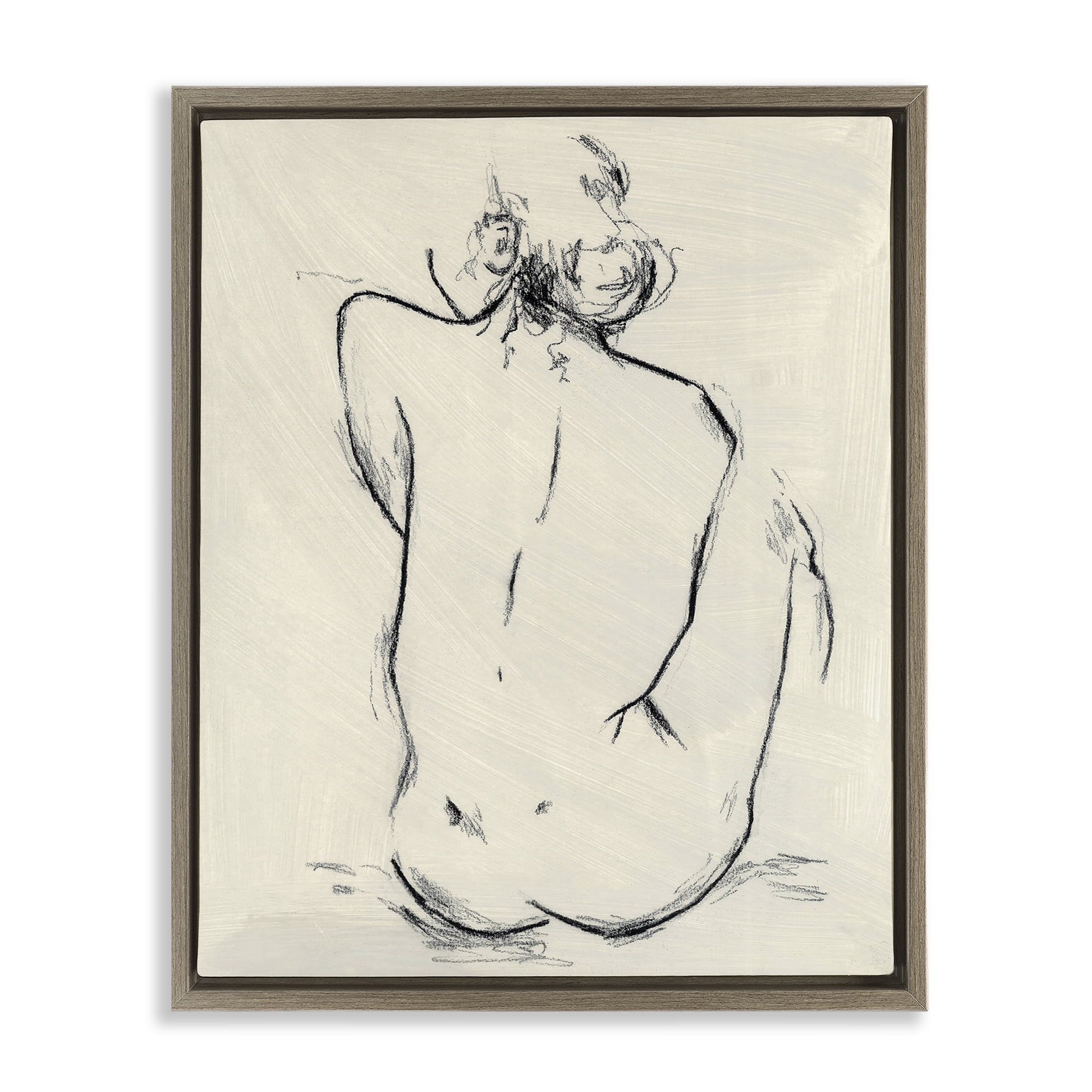 Stupell Industries Nude Sitting Study Brown Framed Floater Canvas Wall Art, design by Chloe Elliot