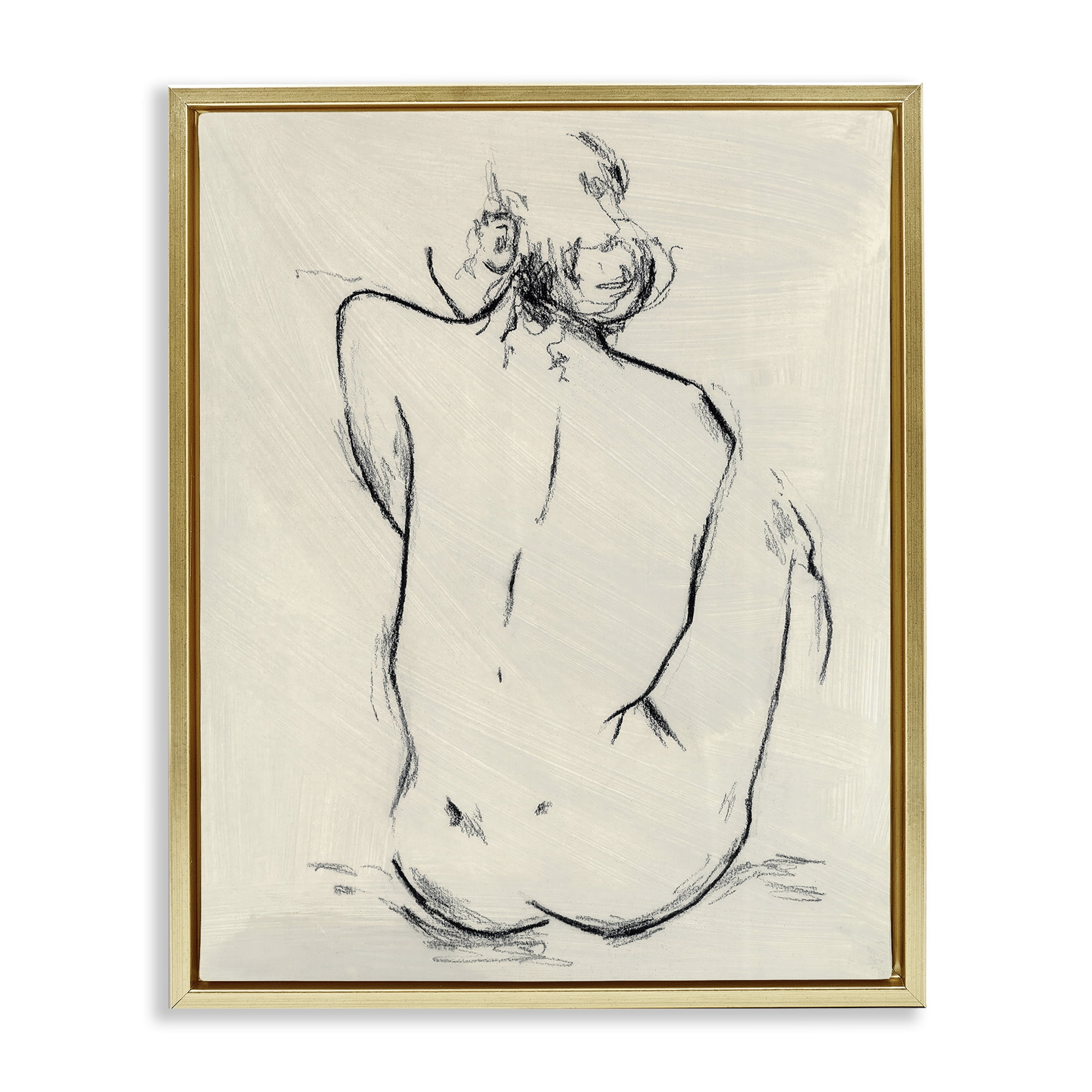 Stupell Industries Nude Sitting Study Gold Framed Floater Canvas Wall Art, design by Chloe Elliot