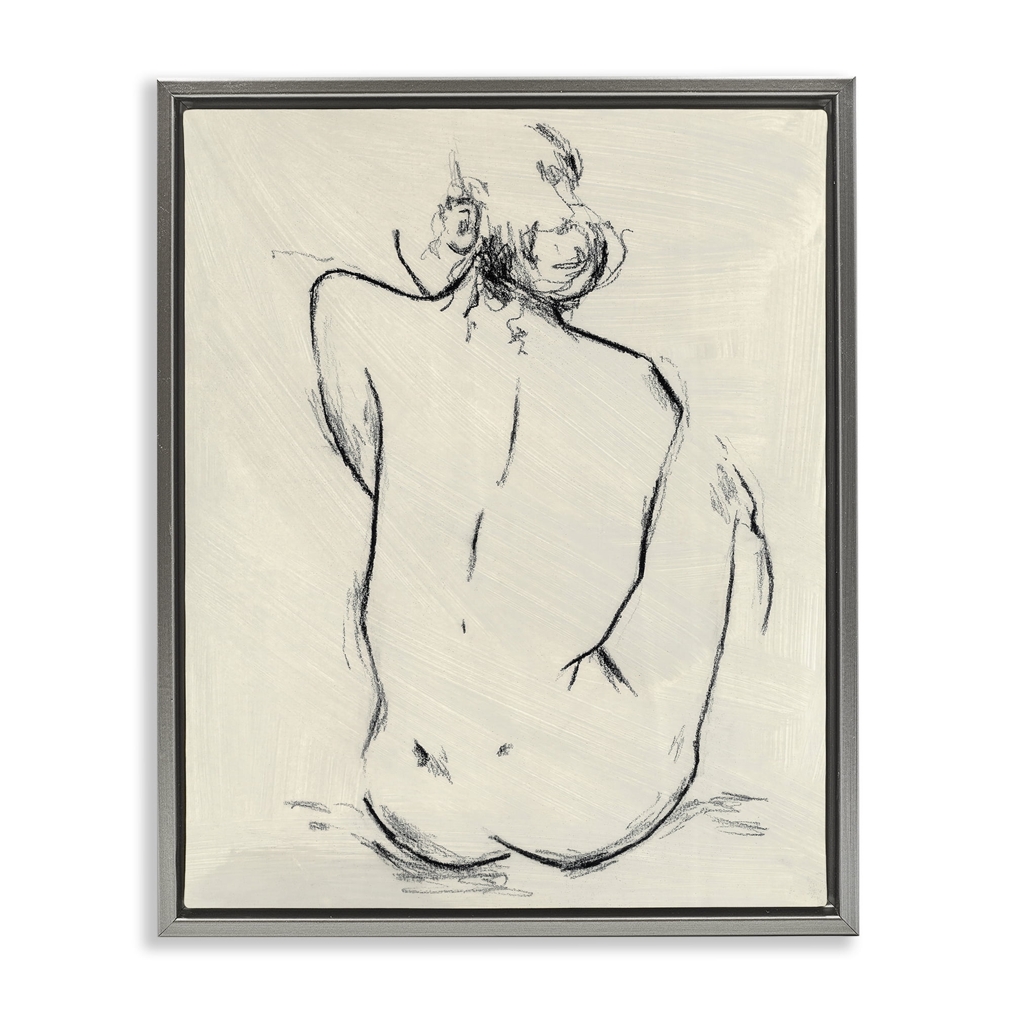 Stupell Industries Nude Sitting Study Gray Framed Floater Canvas Wall Art, design by Chloe Elliot