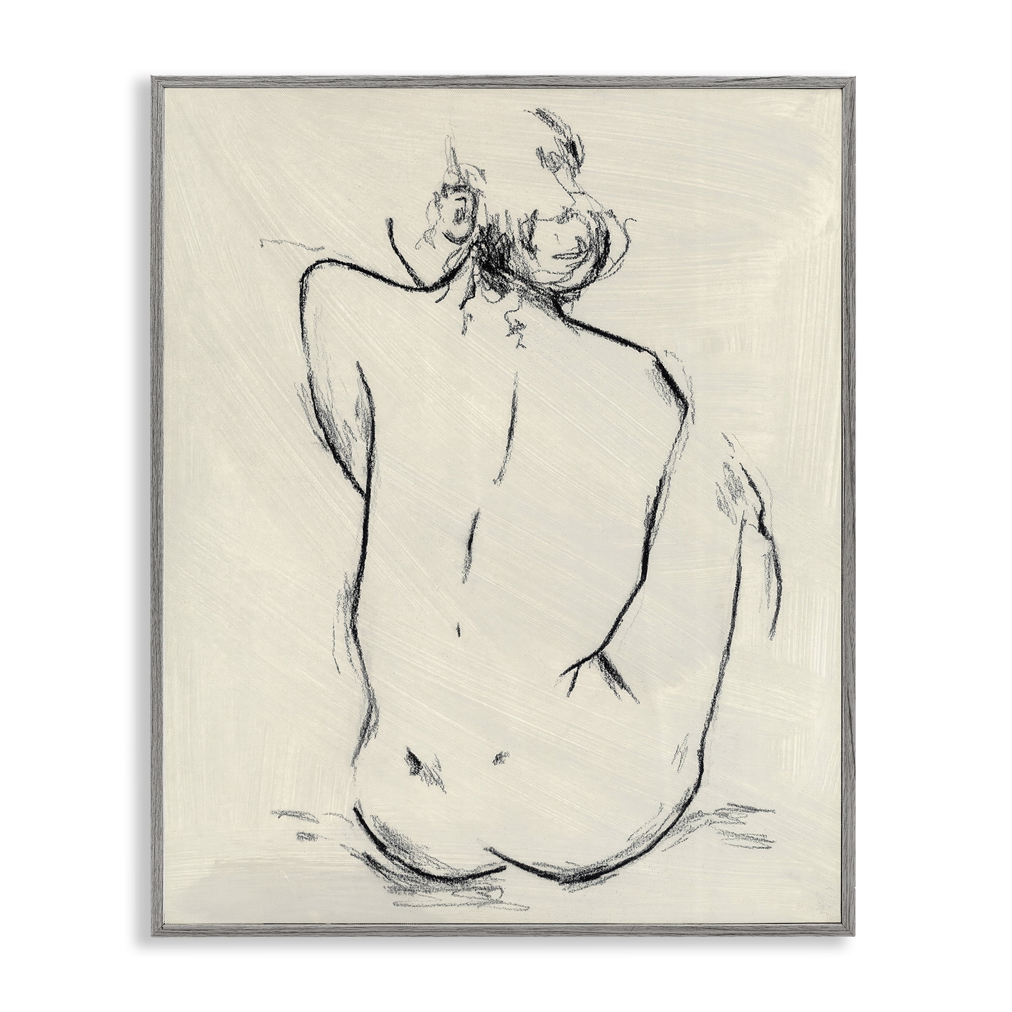 Stupell Industries Nude Sitting Study Gray Framed Giclee Art, design by Chloe Elliot