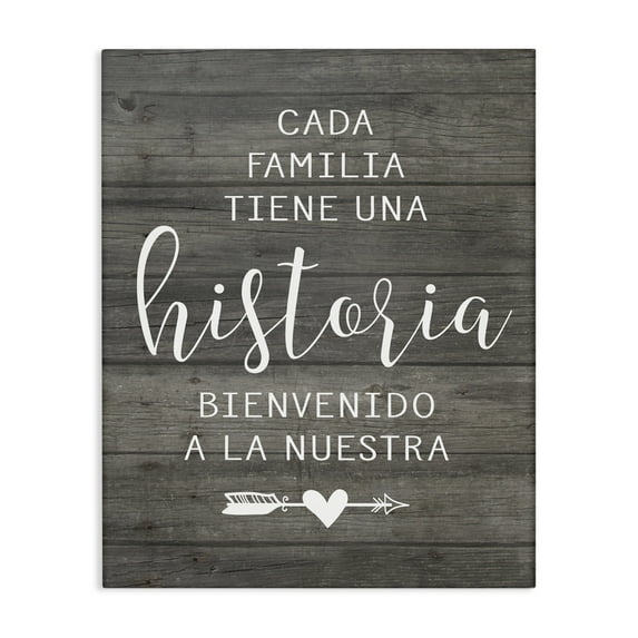 Stupell Industries Nuestra Historia Familiar Inspirational Quotes & Sayings Painting Wrapped Canvas Art Print Wall Art, 24 x 30