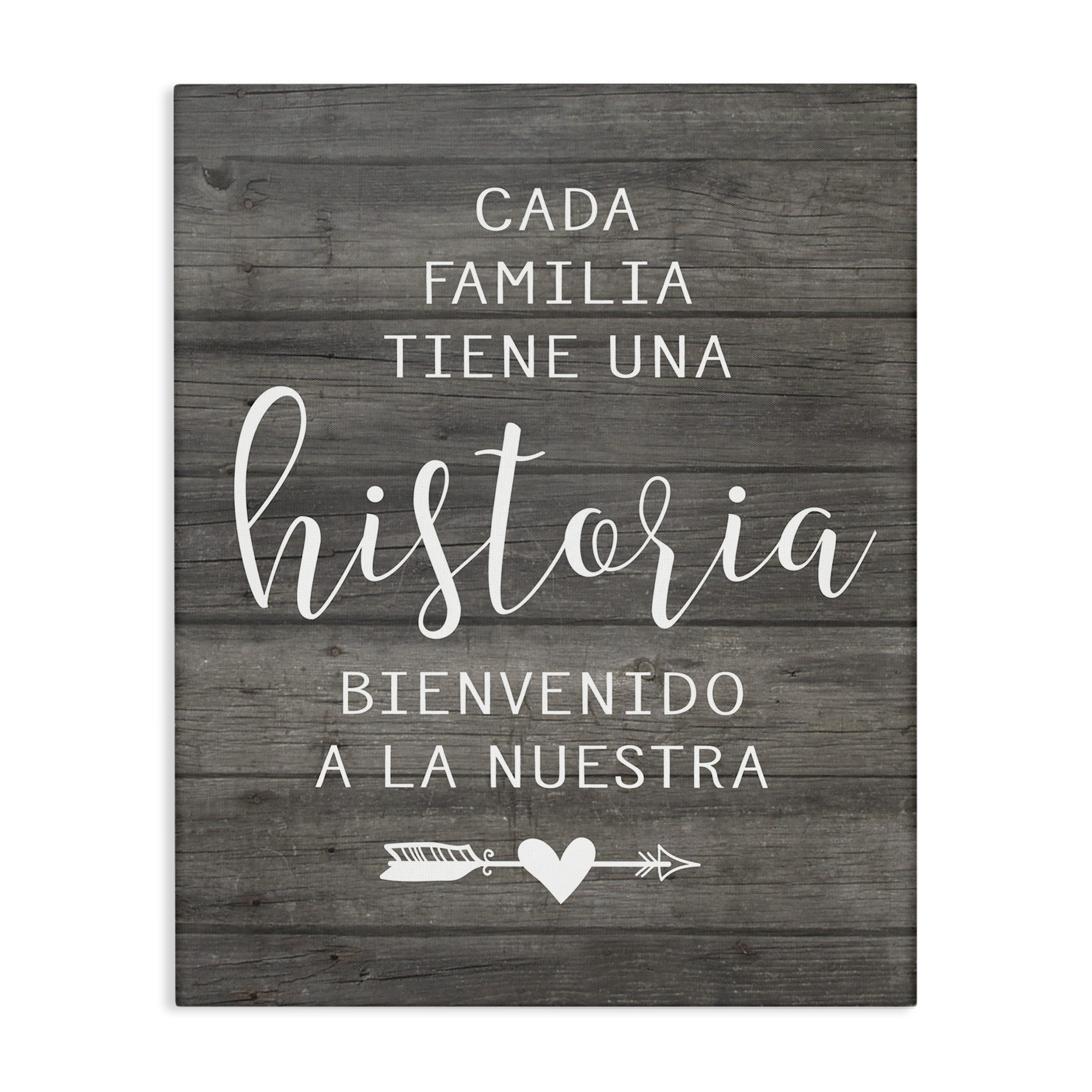 Stupell Industries Nuestra Historia Familiar Inspirational Quotes & Sayings Painting Wrapped Canvas Art Print Wall Art, 36 x 48