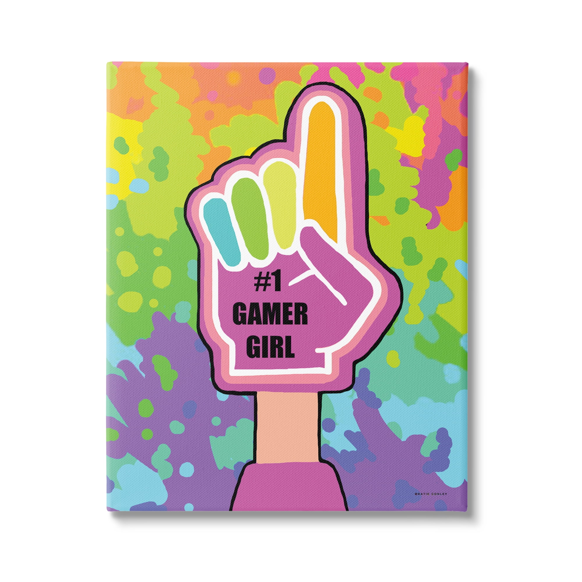 Stupell Industries Number 1 Gamer Girl Typography Painting Gallery Wrapped Canvas Print Wall Art, 36 x 48