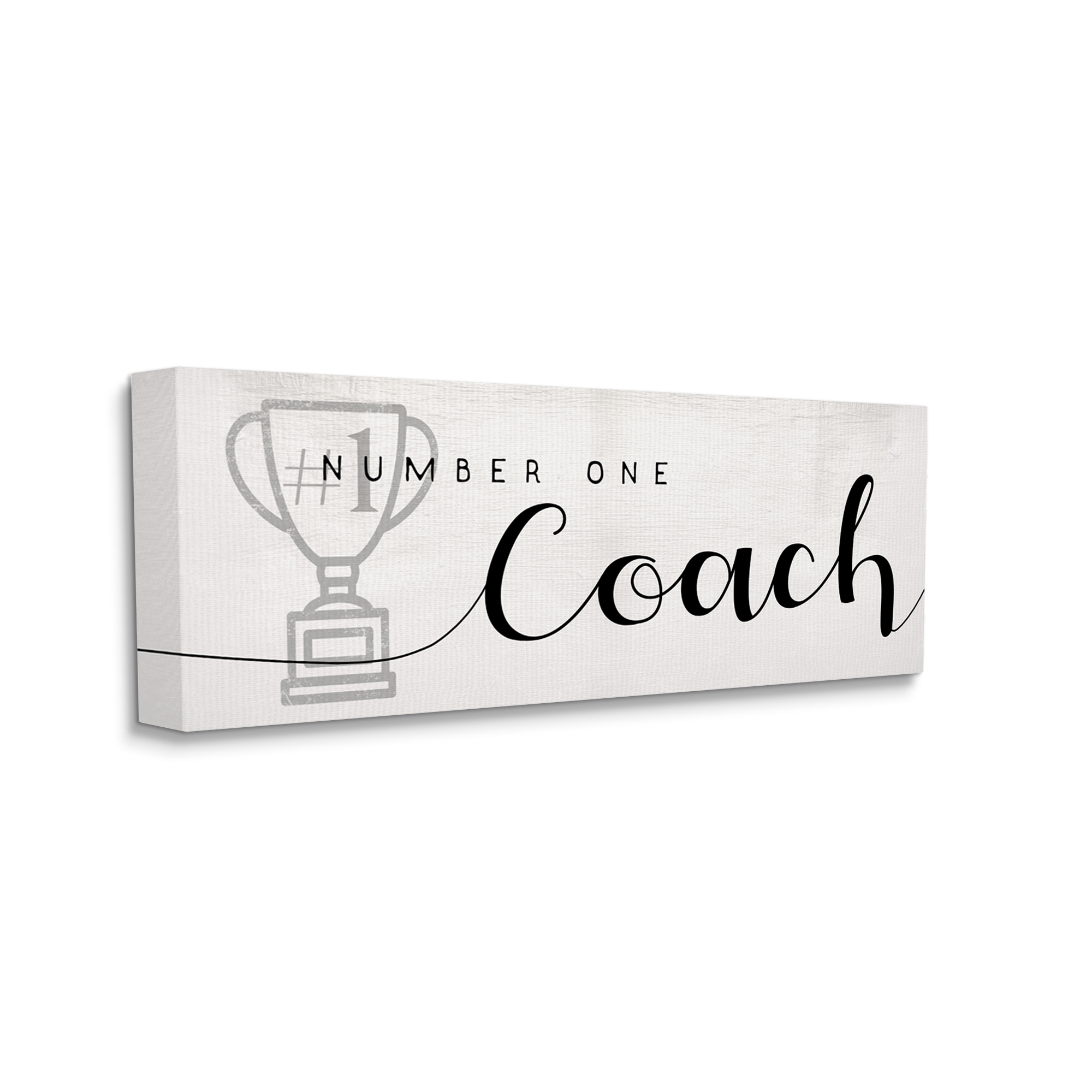 Stupell Industries Number One Coach Phrase Grey Trophy Detail Inspirational Painting Gallery Wrapped Canvas Art Print Wall Art, 10 x 24